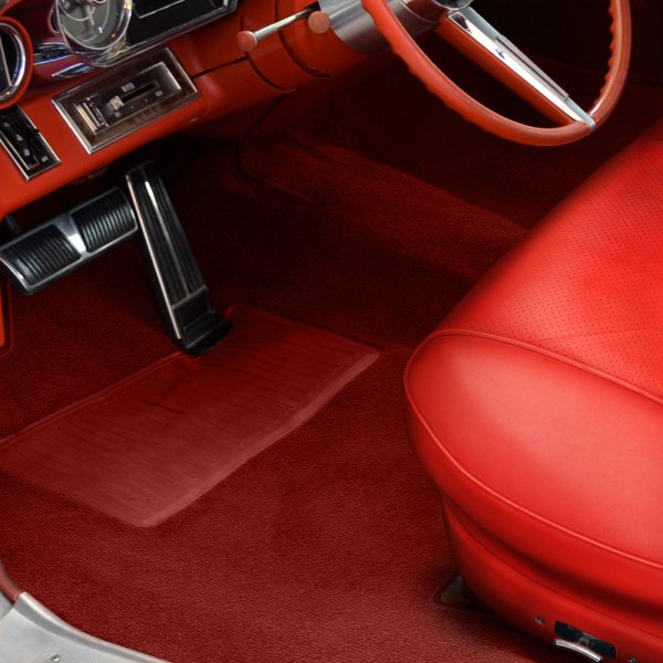 Image may not reflect your exact vehicle! Newark Auto® - Sewn-To-Contour Red Nylon Loop Replacement Front and Rear Carpet