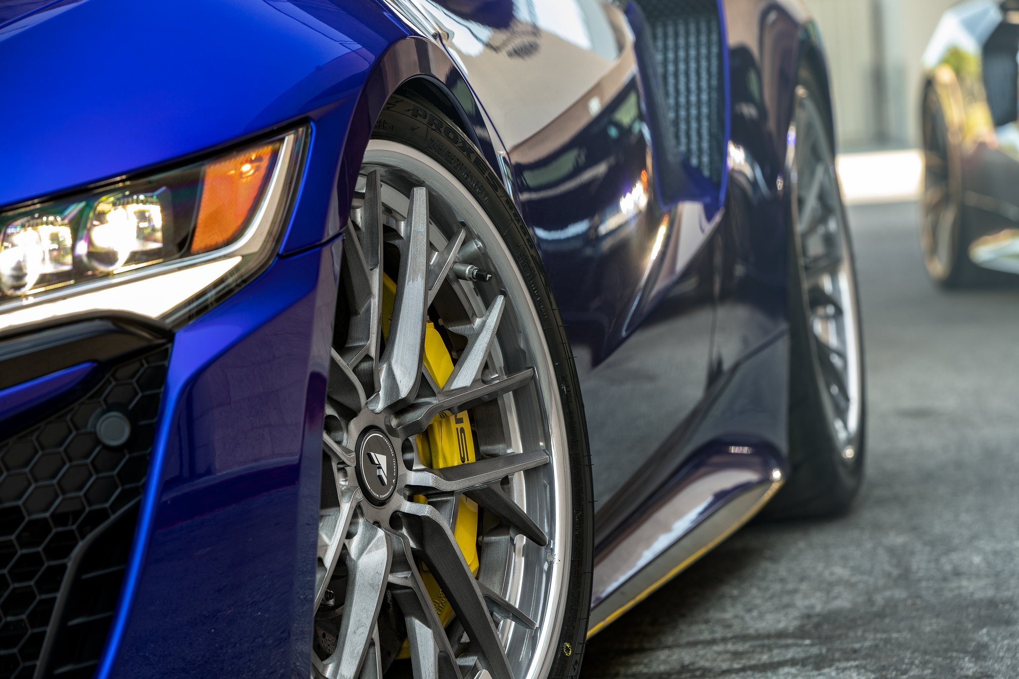 Vorsteiner Rims with Yellow Brakes on Blue Acura NSX - Photo by Vorsteiner