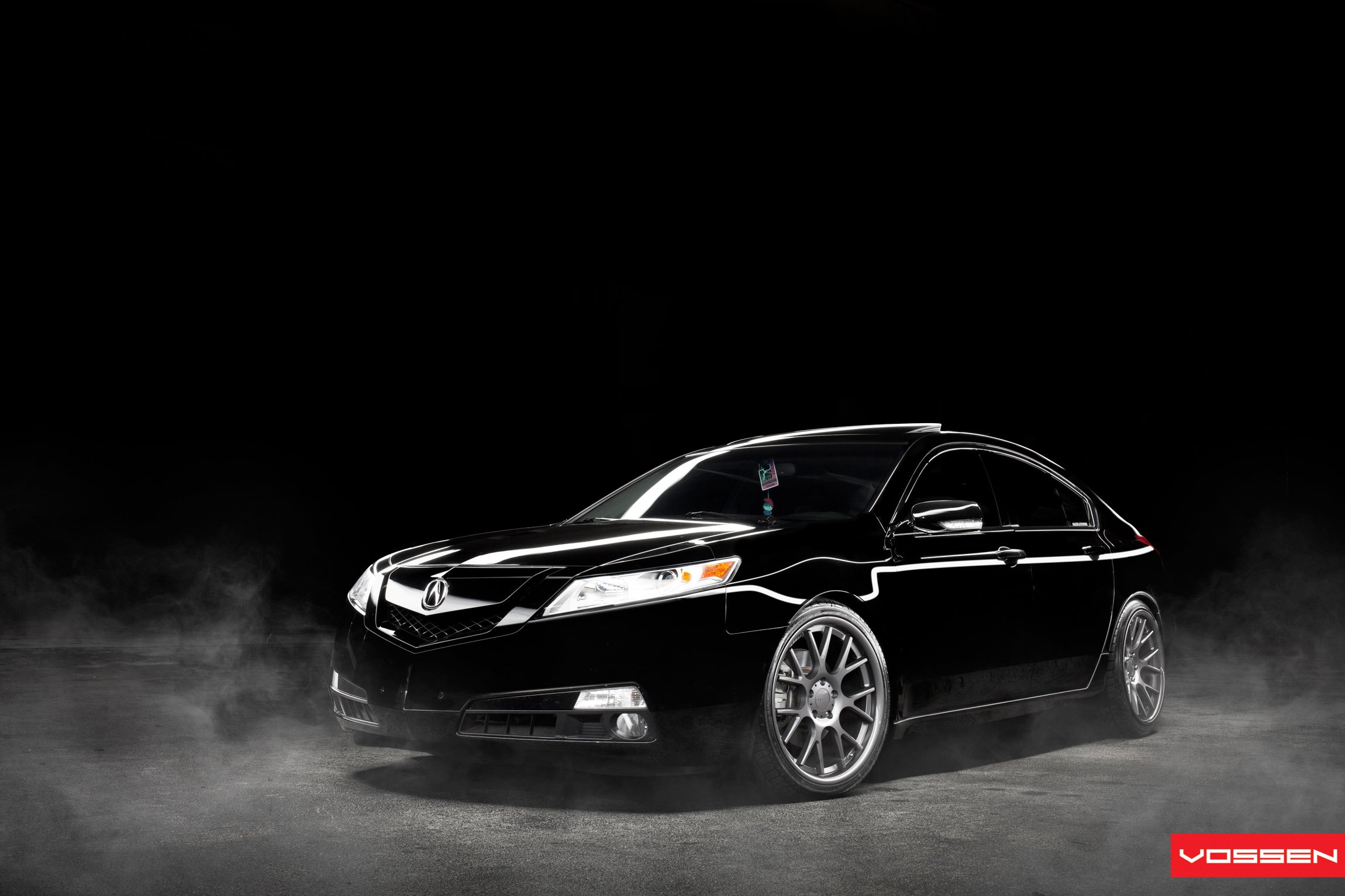 Gloss Black Acura TL with Custom Front Bumper - Photo by Vossen