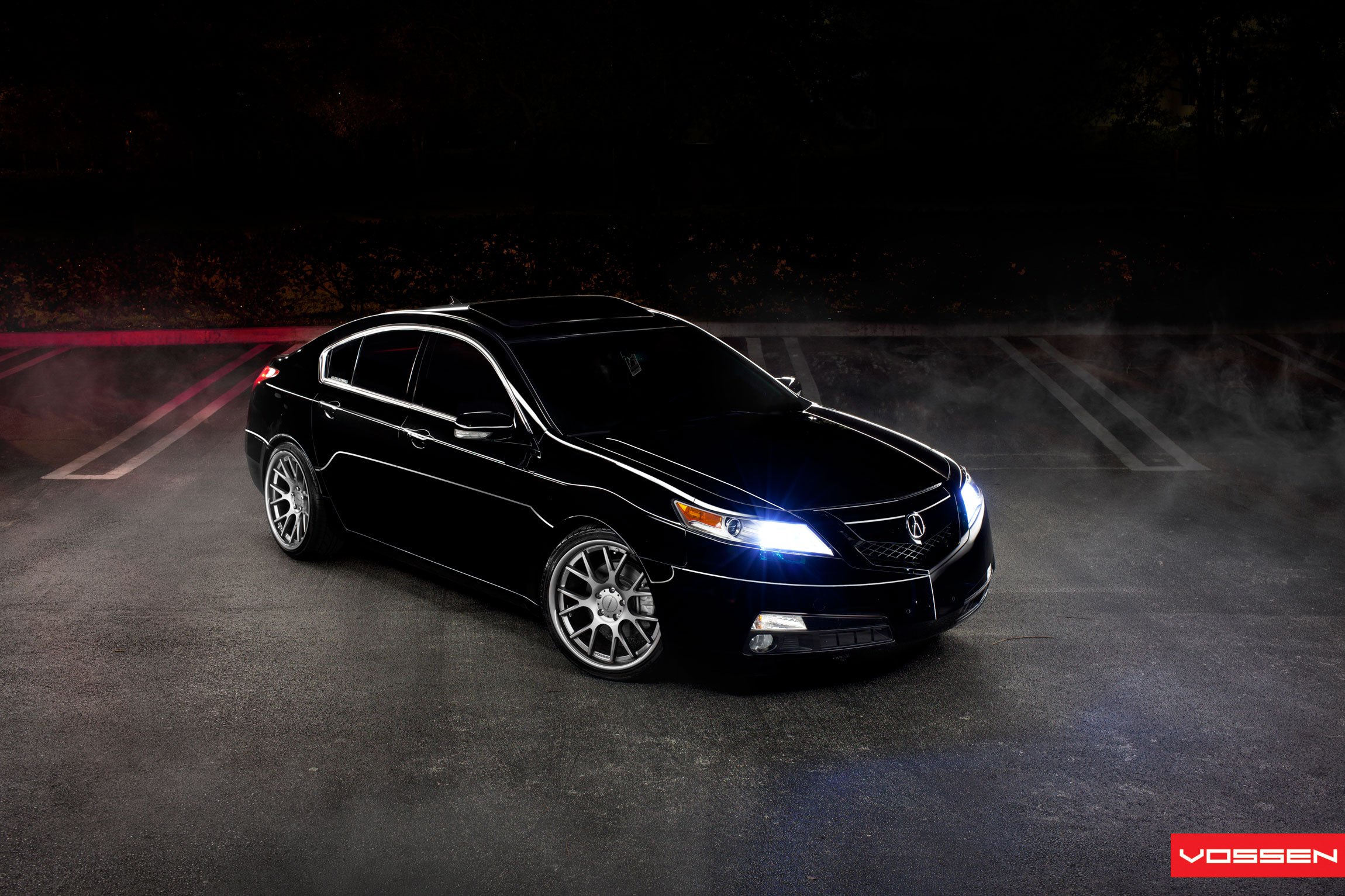Custom Headlights on Gloss Black Acura TL - Photo by Vossen