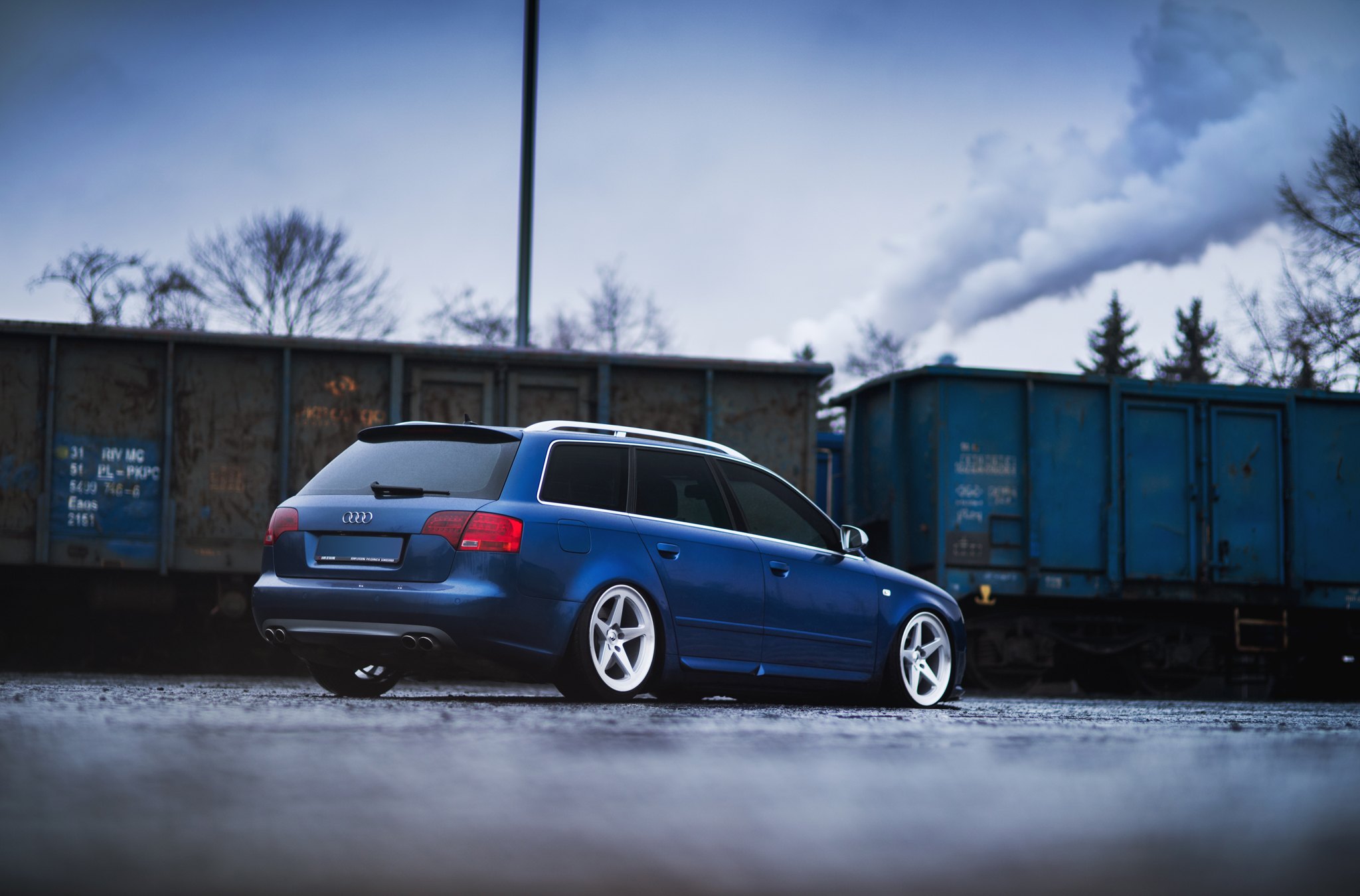 Blue Audi A4 with Aftermarket Rear Diffuser - Photo by JR Wheels