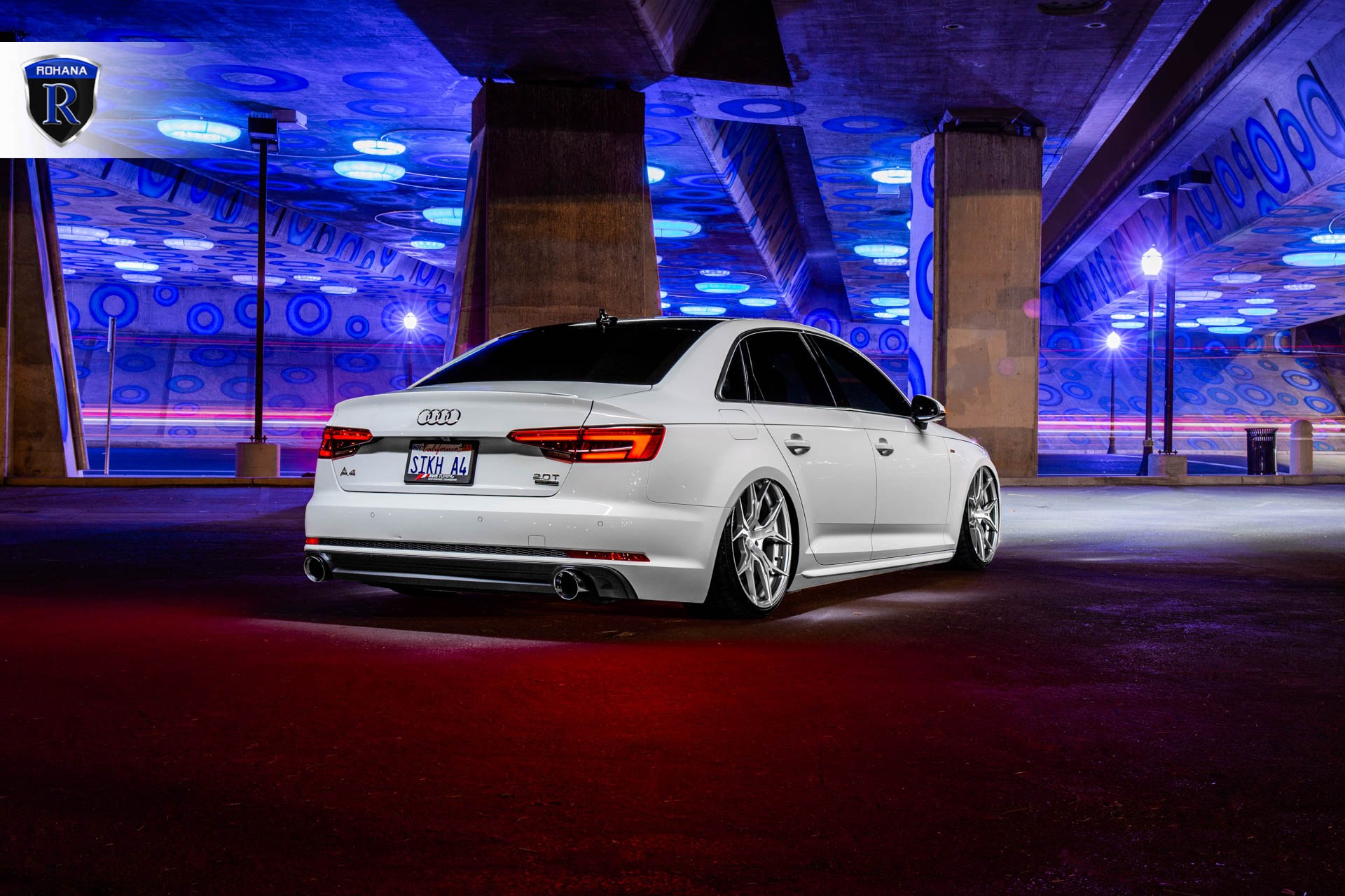 White Audi A4 with Aftermarket Rear Diffuser - Photo by Rohana Wheels