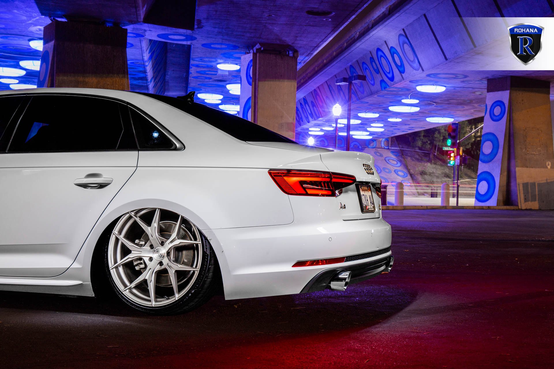 Aftermarket LED Taillights on White Audi A4 - Photo by Rohana Wheels