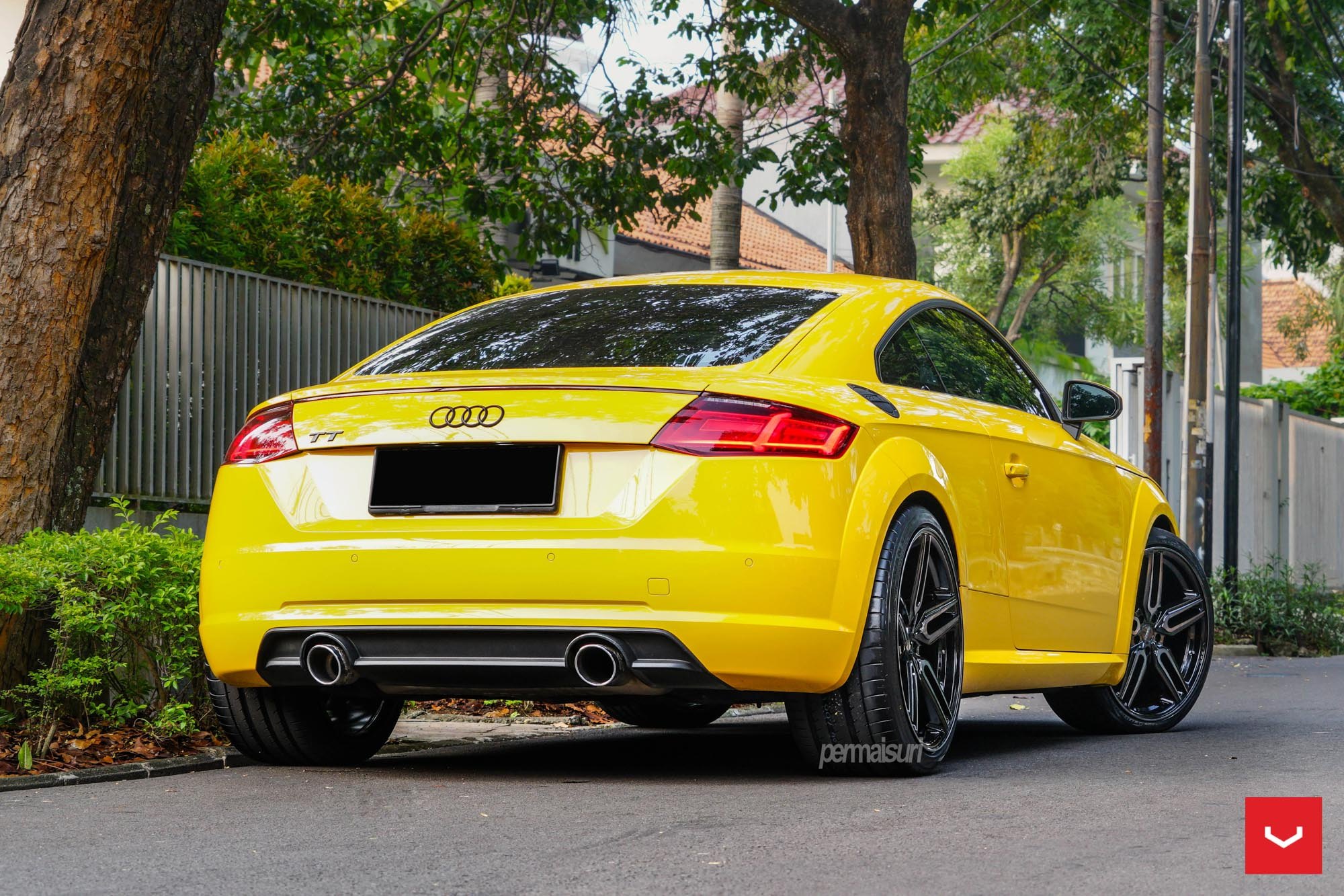 Yellow Audi TT with Aftermarket Rear Diffuser - Photo by Vossen Wheels