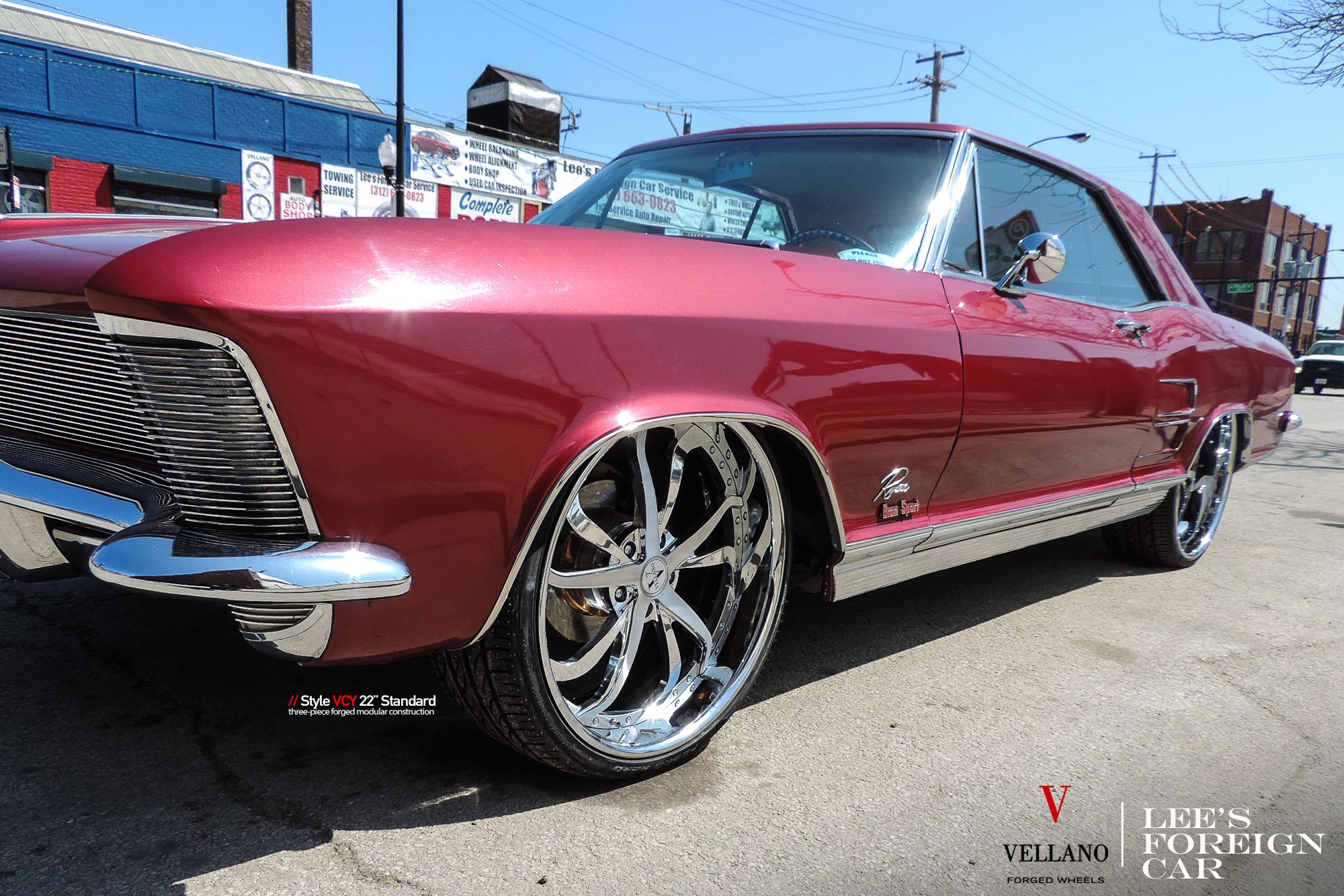 Red Buick Riviera with 22 Inch Forged Vellano Rims - Photo by Vellano