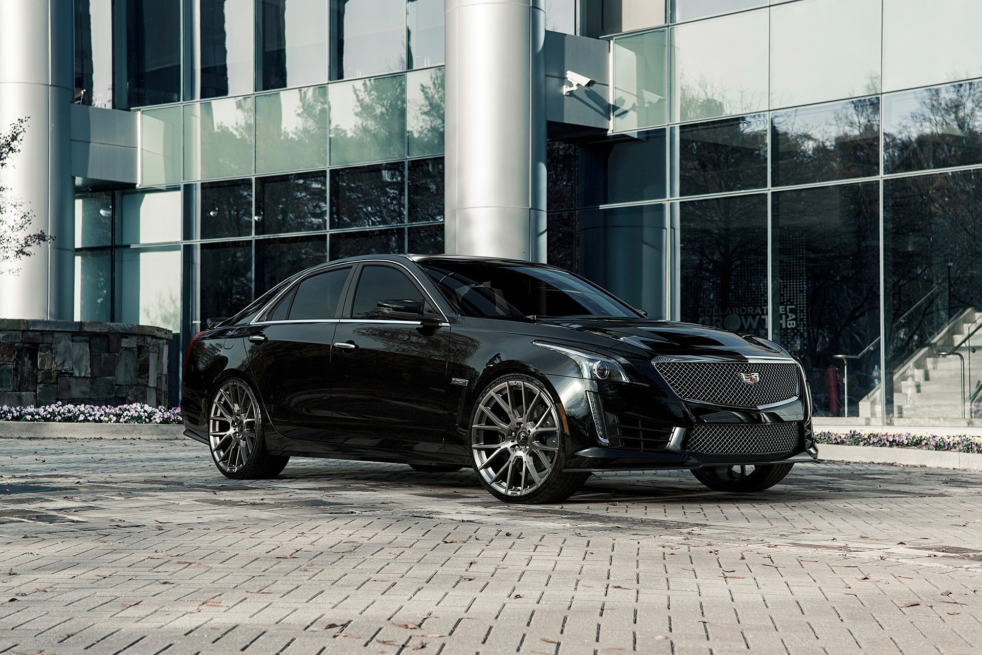 Chrome Mesh Grille on Black Cadillac CTS - Photo by Forgiato