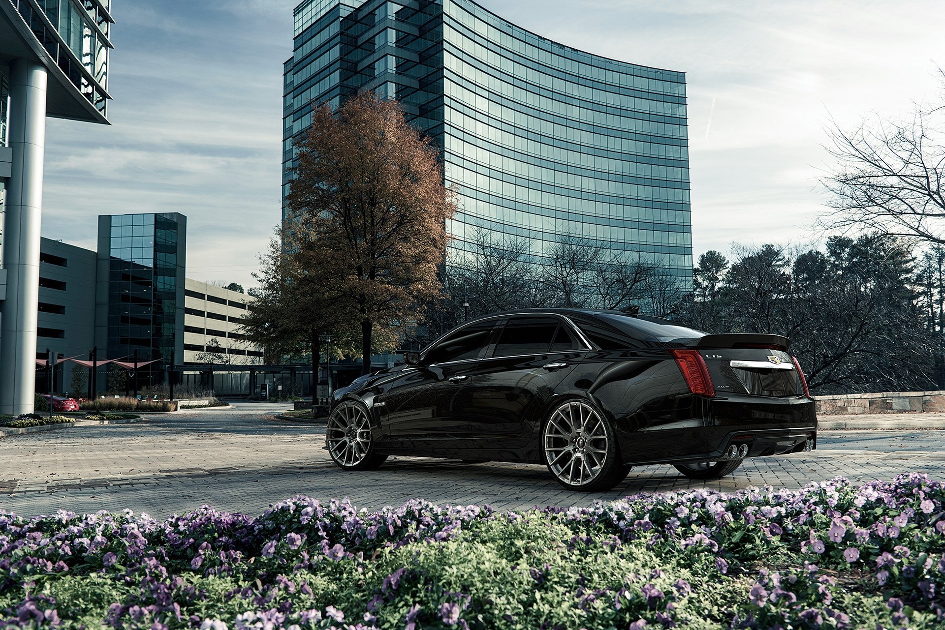 Black Cadillac CTS with Custom Style Rear Spoiler - Photo by Forgiato