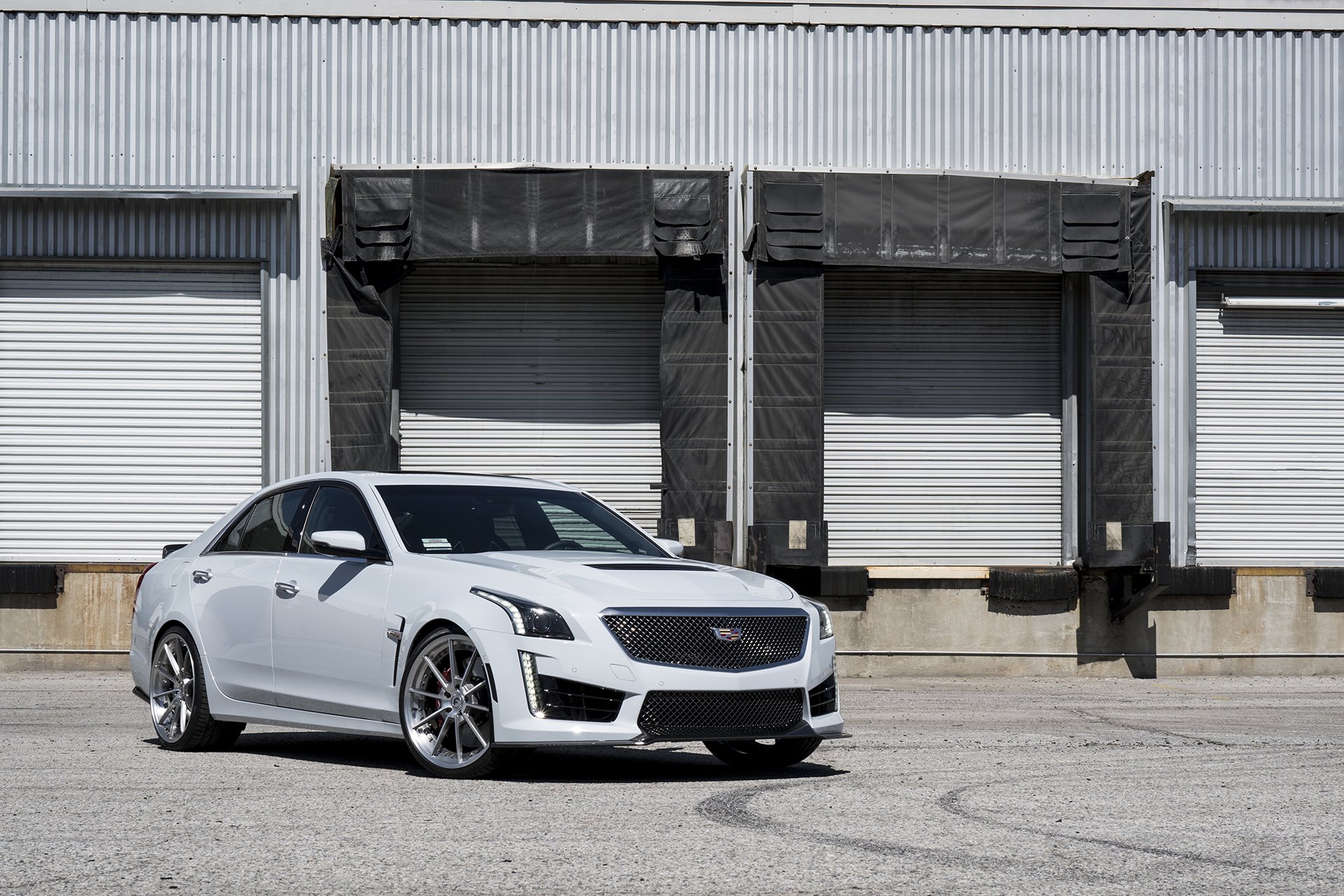 Gray Cadillac CTS with Blacked Out Mesh Grille - Photo by Forgiato