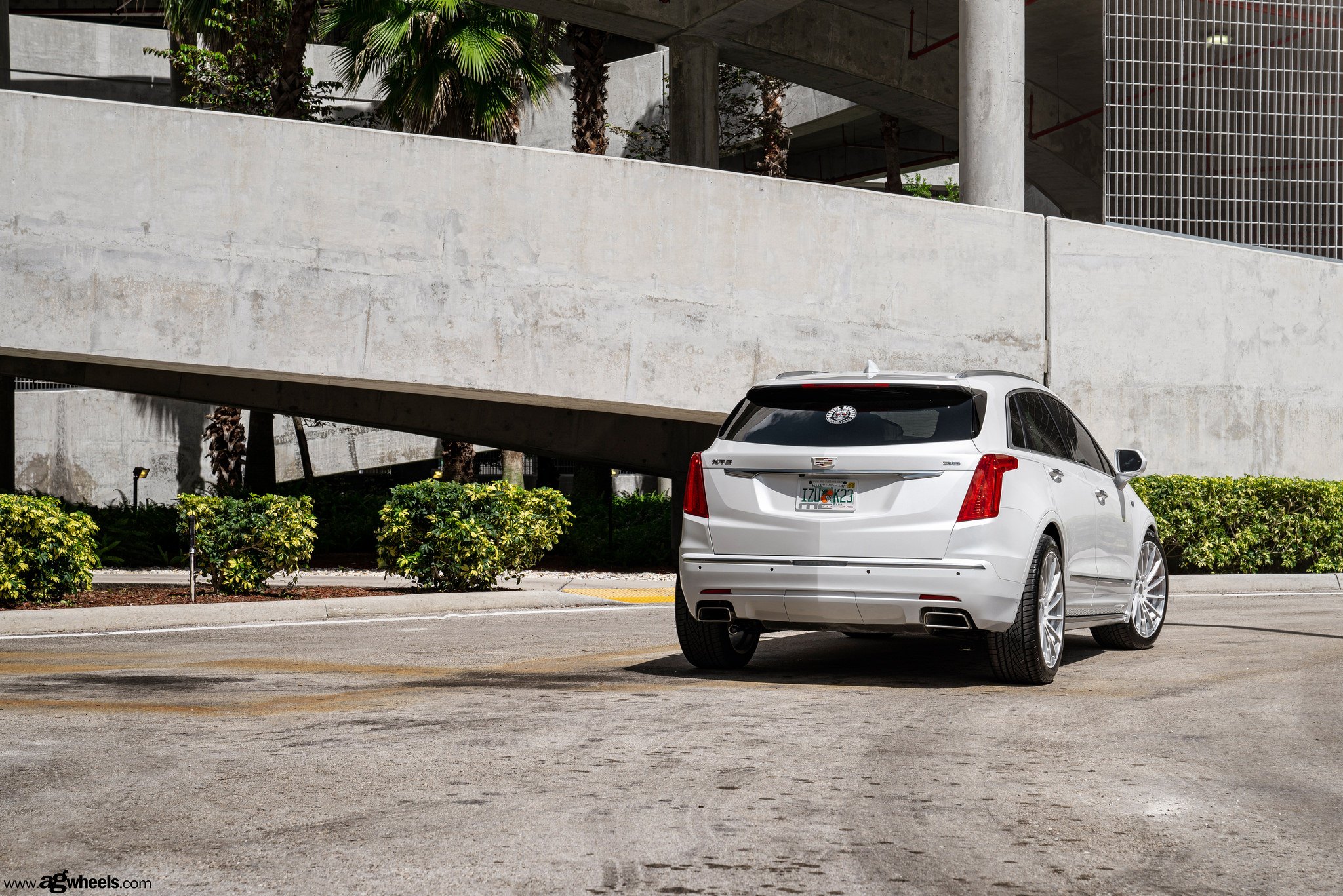 White Cadillac XT5 with Custom Rear Diffuser - Photo by Avant Garde Wheels