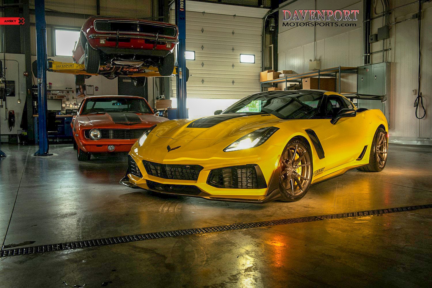 Custom Front Bumper Lip on Yellow Chevy Corvette - Photo by ANRKY Wheels