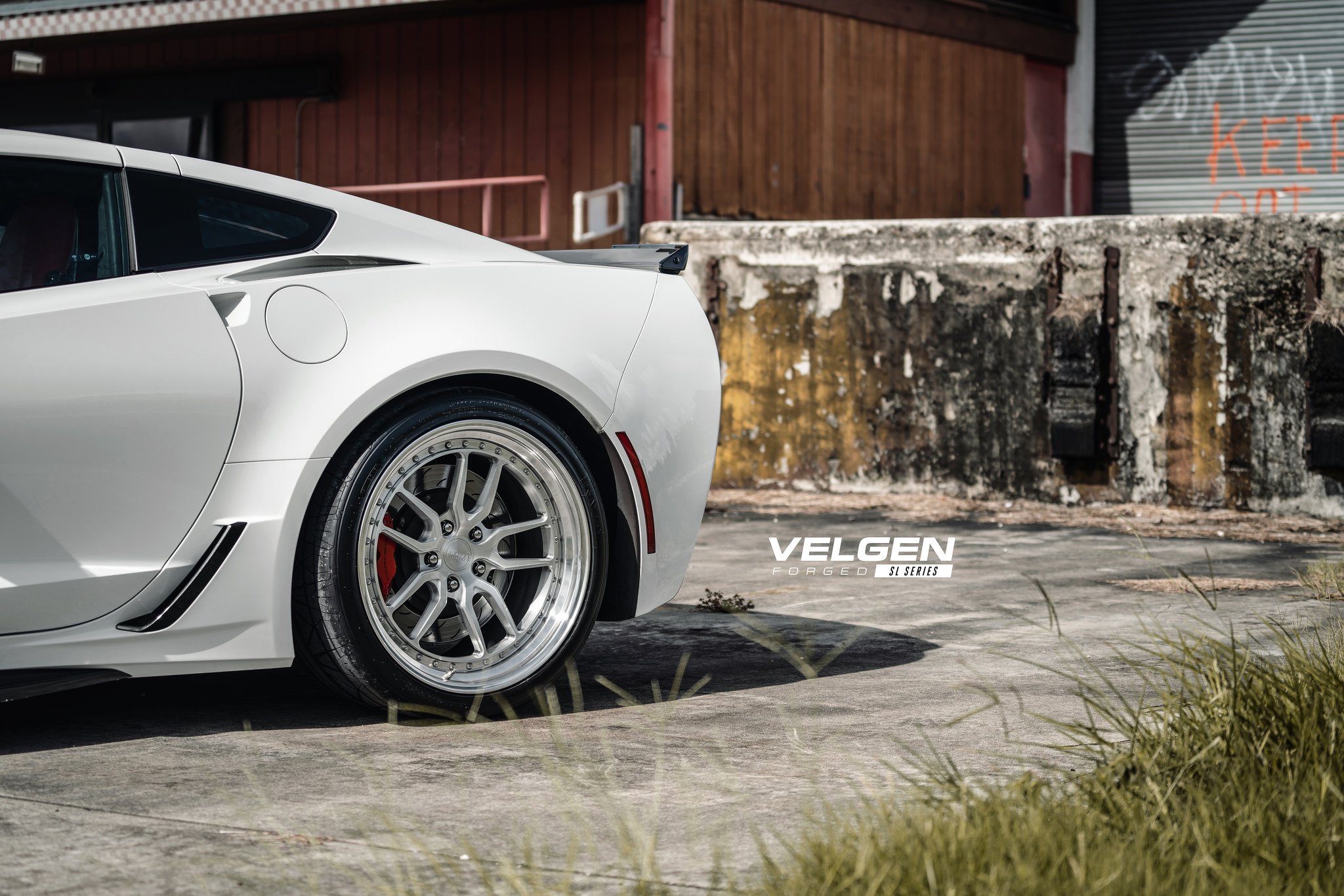 Chrome Forged Velgen Rims on White Chevy Corvette - Photo by Velgen Wheels