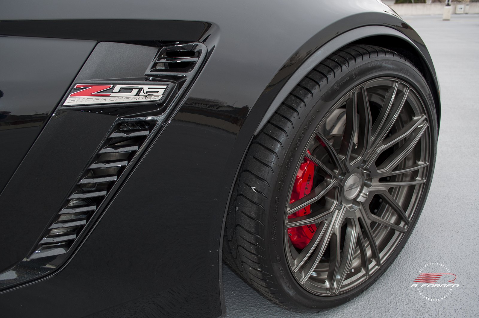 Gunmetal B-Forged Wheels on Black Chevy Corvette Z06 - Photo by B-Forged Performance Wheels