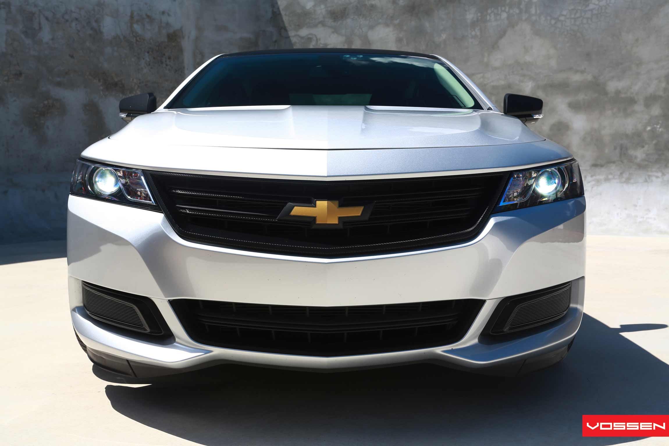 Silver Chevy Impala Custom Front Bumper - Photo by Vossen
