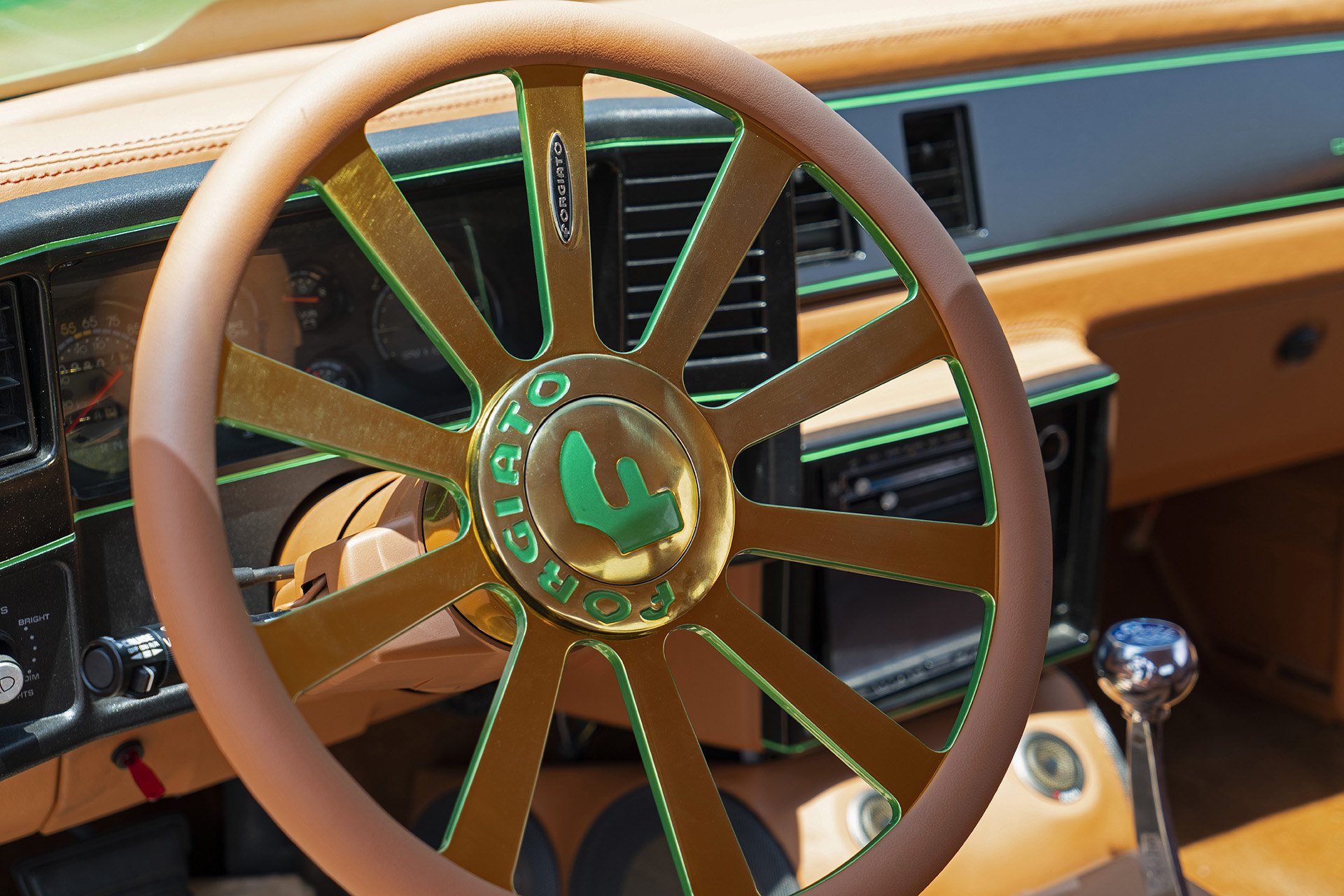 Green Chevy Monte Carlo with Aftermarket Steering Wheel - Photo by Forgiato