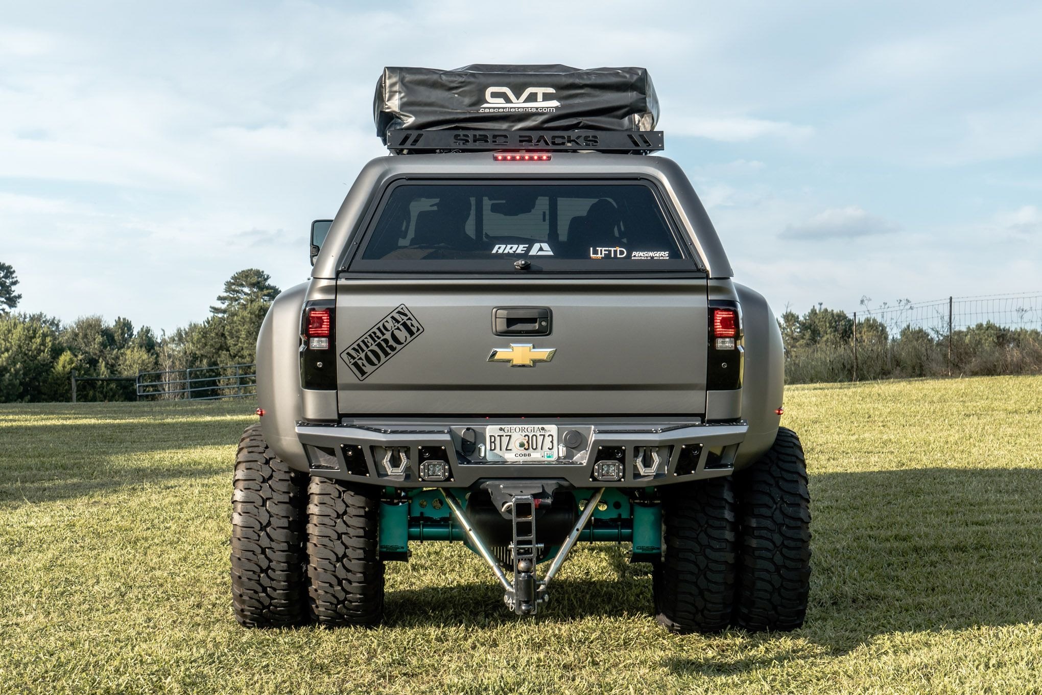 SBC Rack with Tent on Gray Lifted Chevy Silverado - Photo by Buddy Hernandez