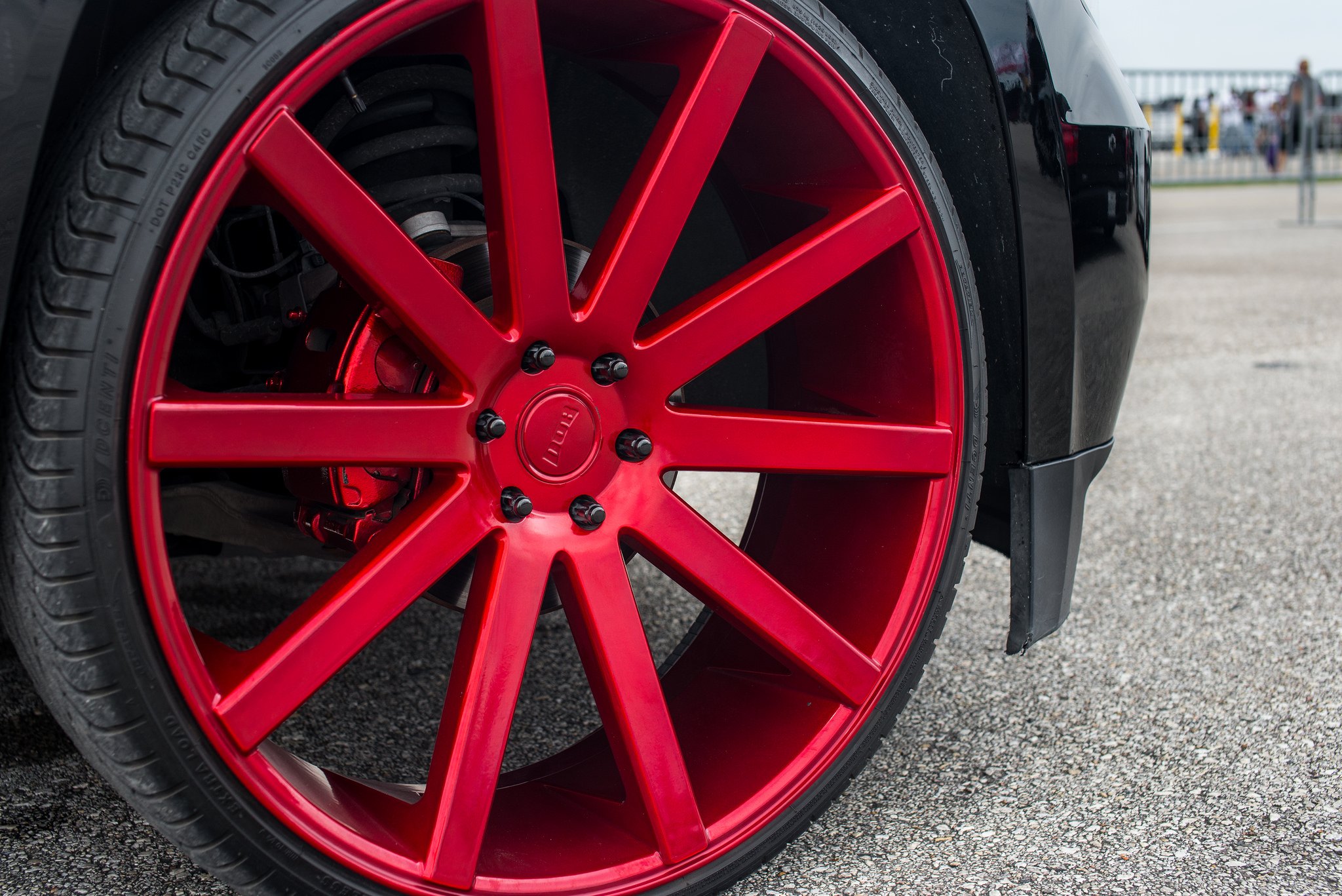 Red Forged DUB Wheels on Black Chevy Tahoe - Photo by DUB