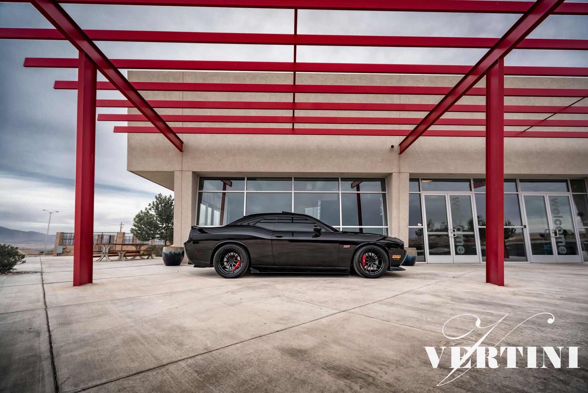 Custom Black Dodge Challenger 352 Hemi Side Skirts - Photo by Vertini Wheels
