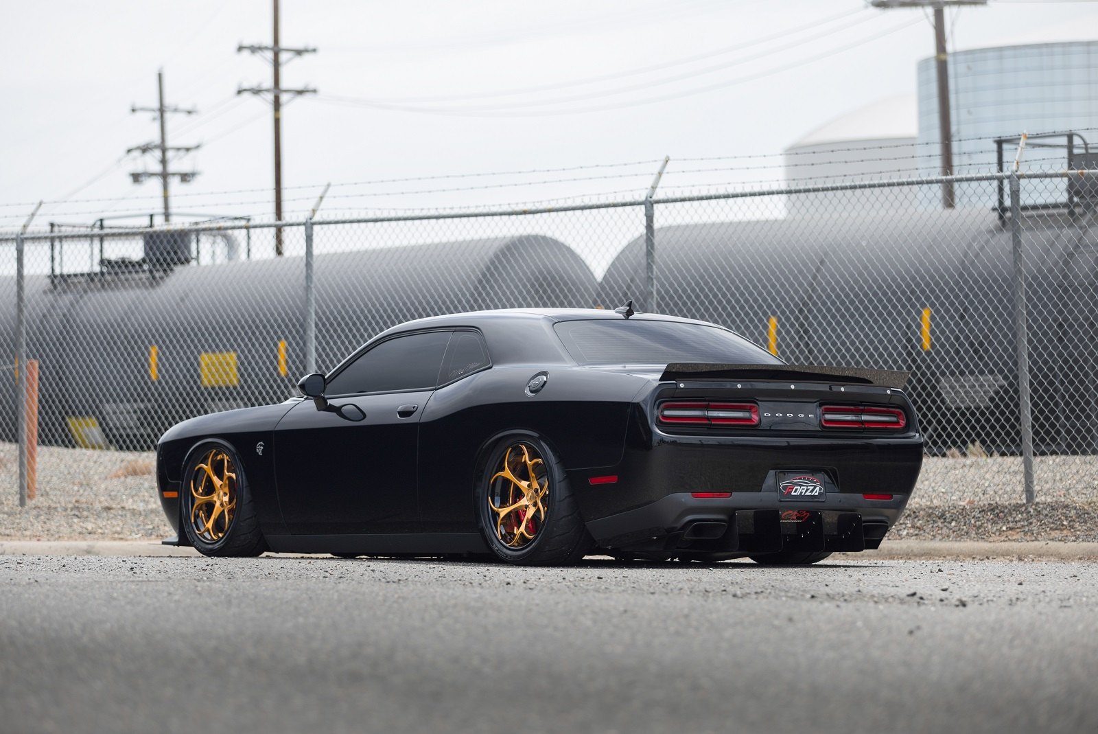 Aftermarket Rear Diffuser on Black Dodge Challenger SRT - Photo by B-Forged Performance Wheels