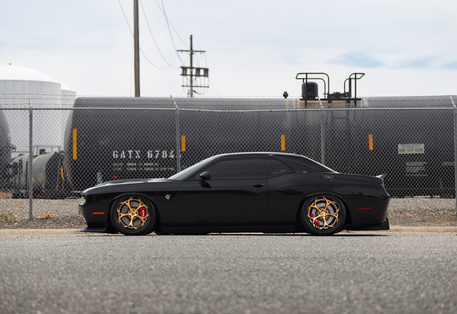 Custom Black Stanced Dodge Challenger Side Skirts - Photo by B-Forged Performance Wheels
