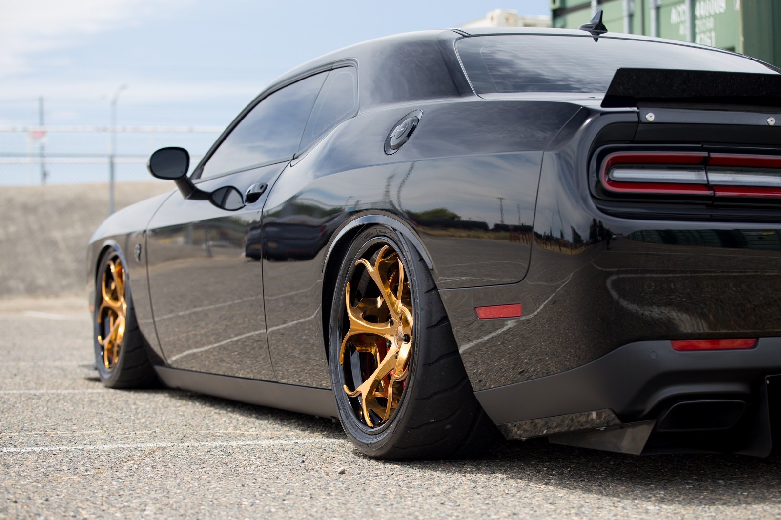 Black Dodge Challenger SRT with Custom Style Rear Spoiler - Photo by B-Forged Performance Wheels