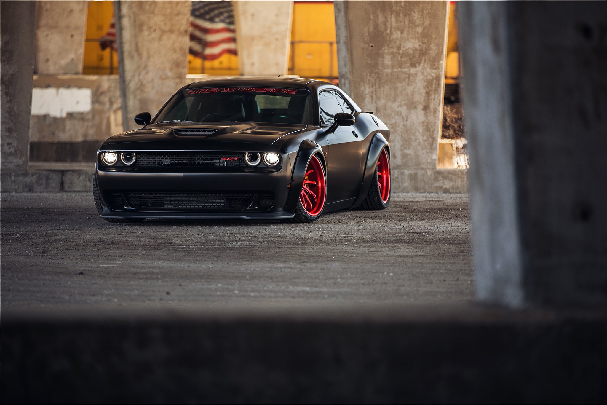 Black Dodge Challenger SRT with Custom Body Kit - Photo by B-Forged Performance Wheels
