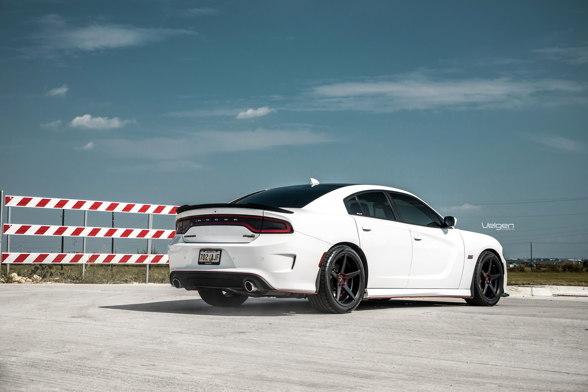 Aftermarket Rear Bumper on White Dodge Charger - Photo by Velgen