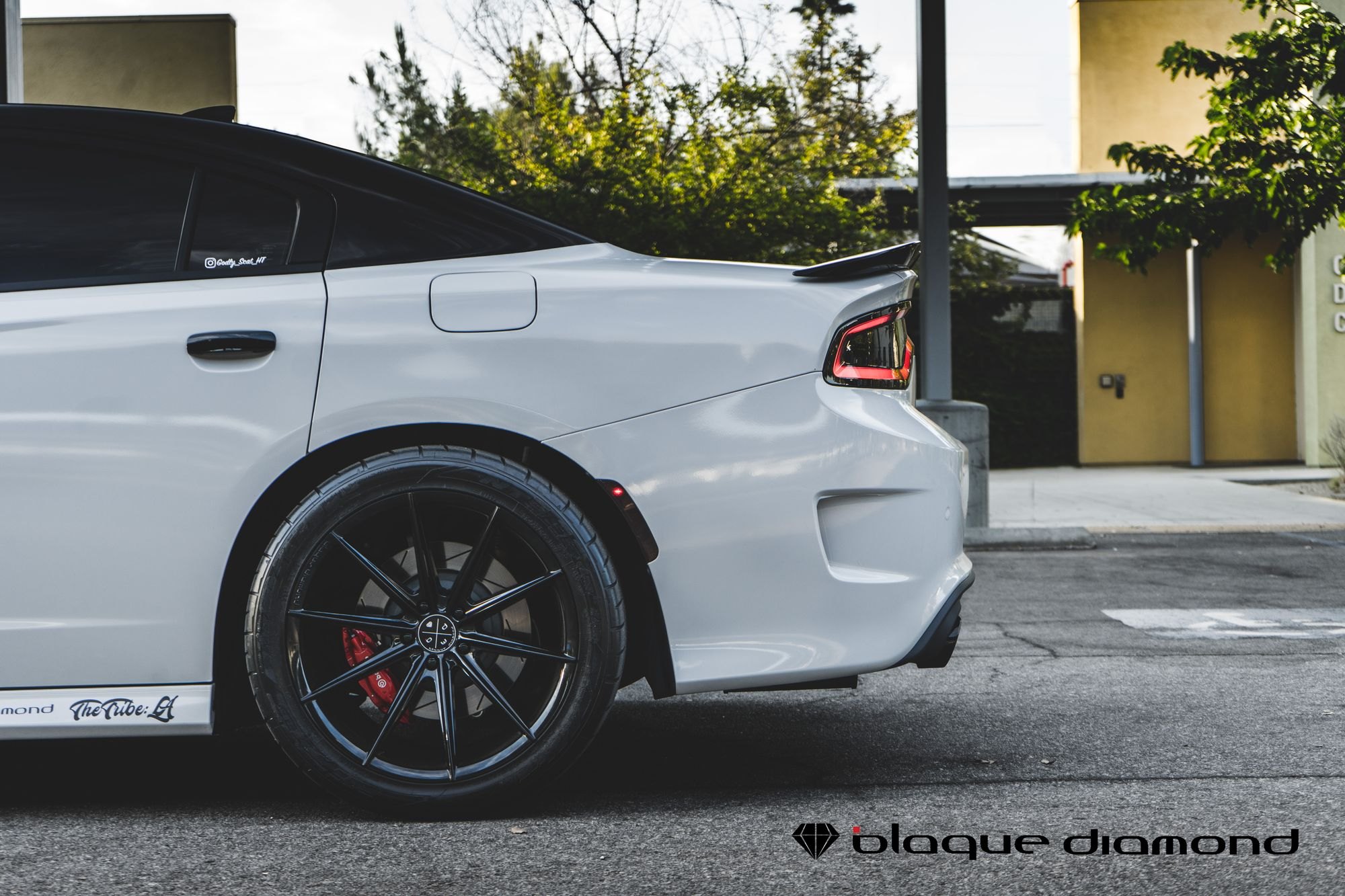White Dodge Charger with Custom Style Rear Diffuser - Photo by Blaque Diamond