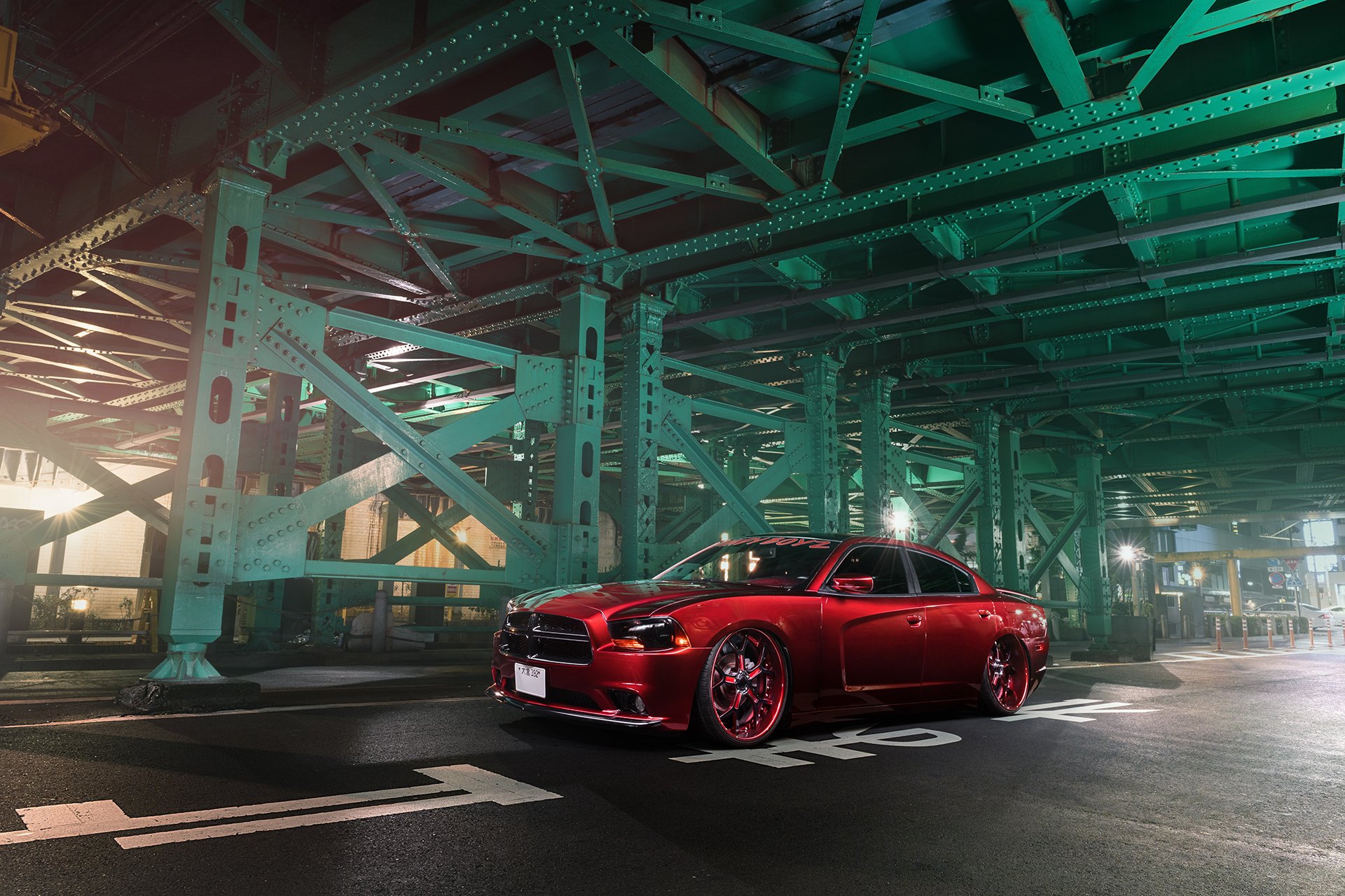 Red Dodge Charger with Custom LED Headlights - Photo by Forgiato