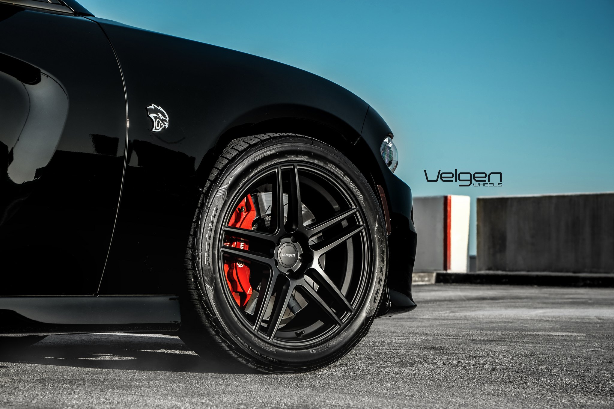 Black Dodge Charger with Nitto Tires - Photo by Velgen