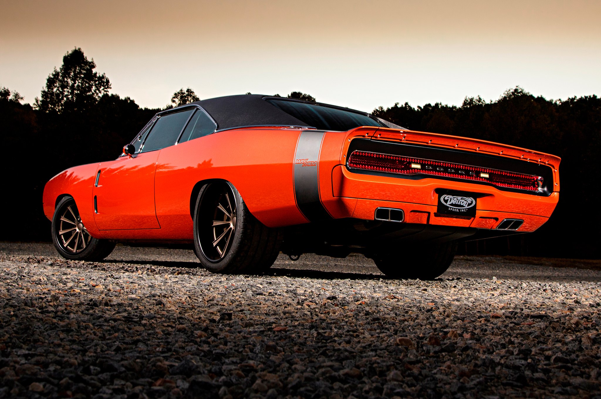 Aftermarket Rear Bumper on Red Dodge Charger - Photo by Forgeline Motorsports