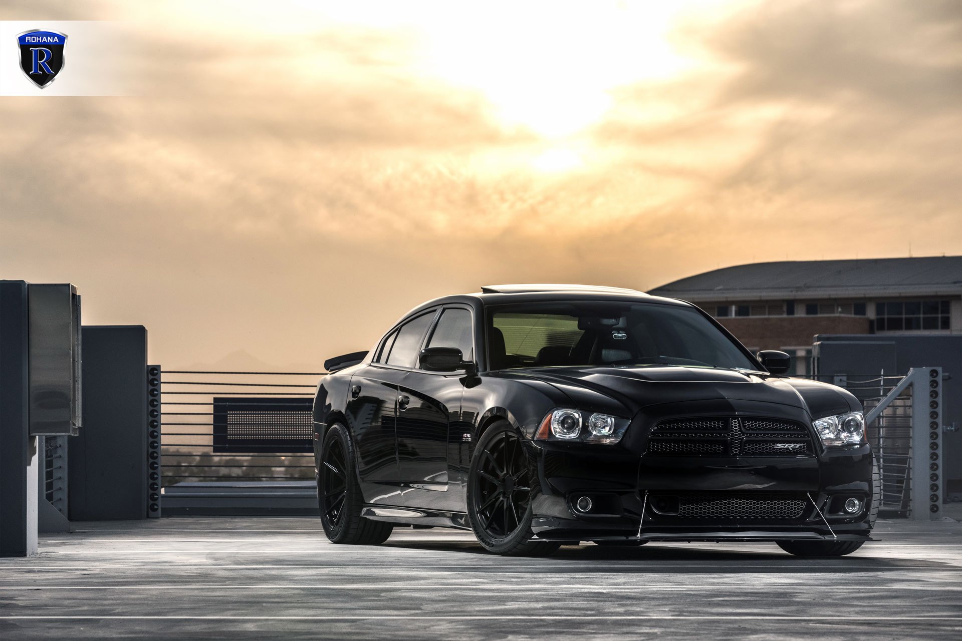 Black Dodge Charger SRT with Custom Mesh Grille - Photo by Rohana Wheels