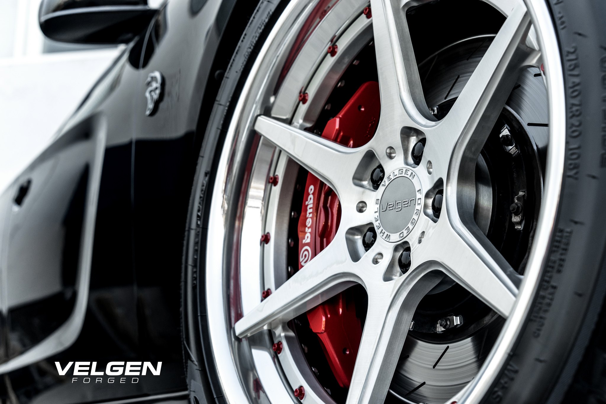 Chrome Forged Velgen Wheels on Black Dodge Charger - Photo by Velgen Wheels