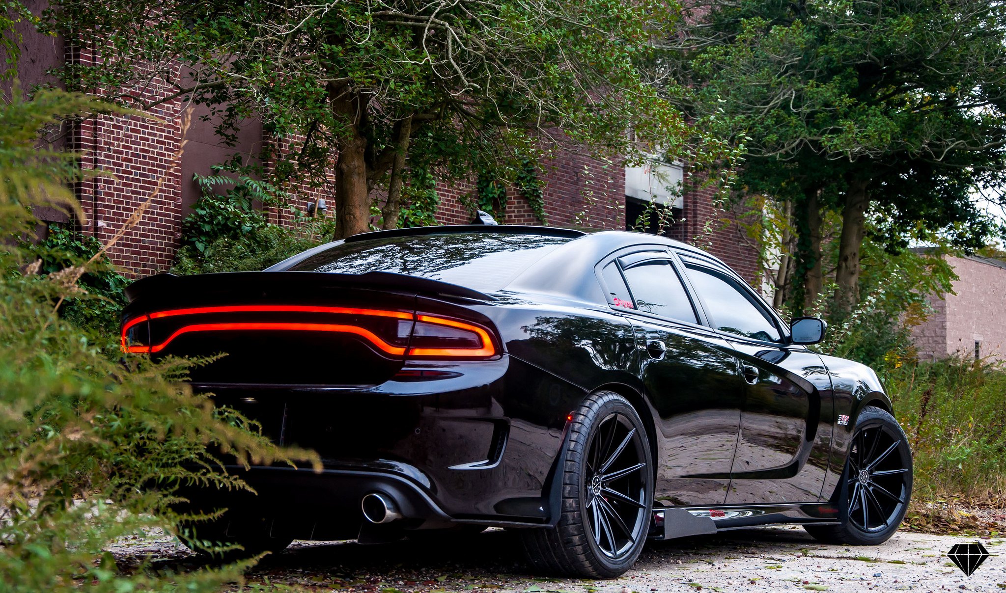 Custom LED Taillights on Black Dodge Charger Scat Pack - Photo by Blaque Diamond Wheels