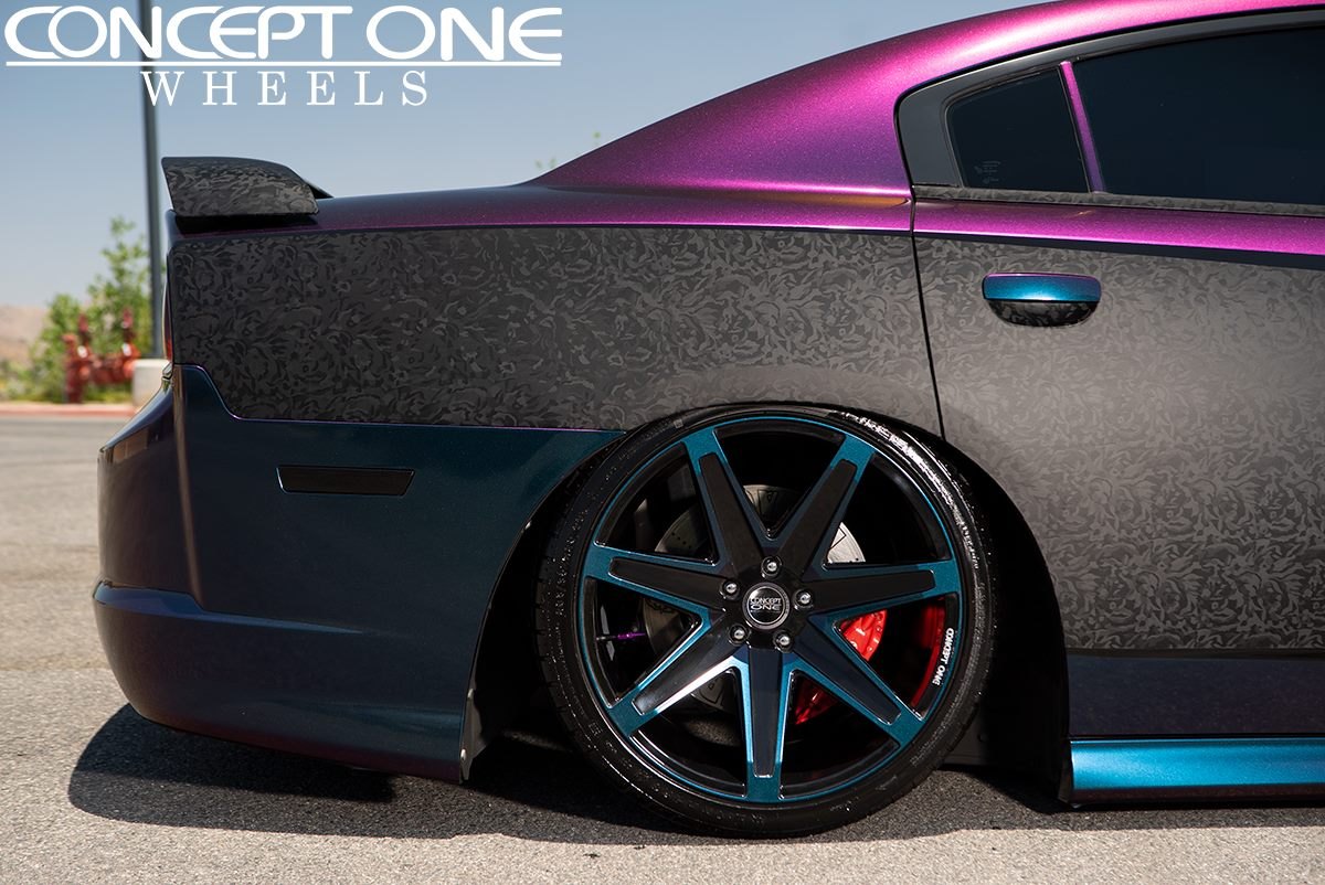 Concept One Rims with Red Brakes on Dodge Charger - Photo by Concept One Wheels