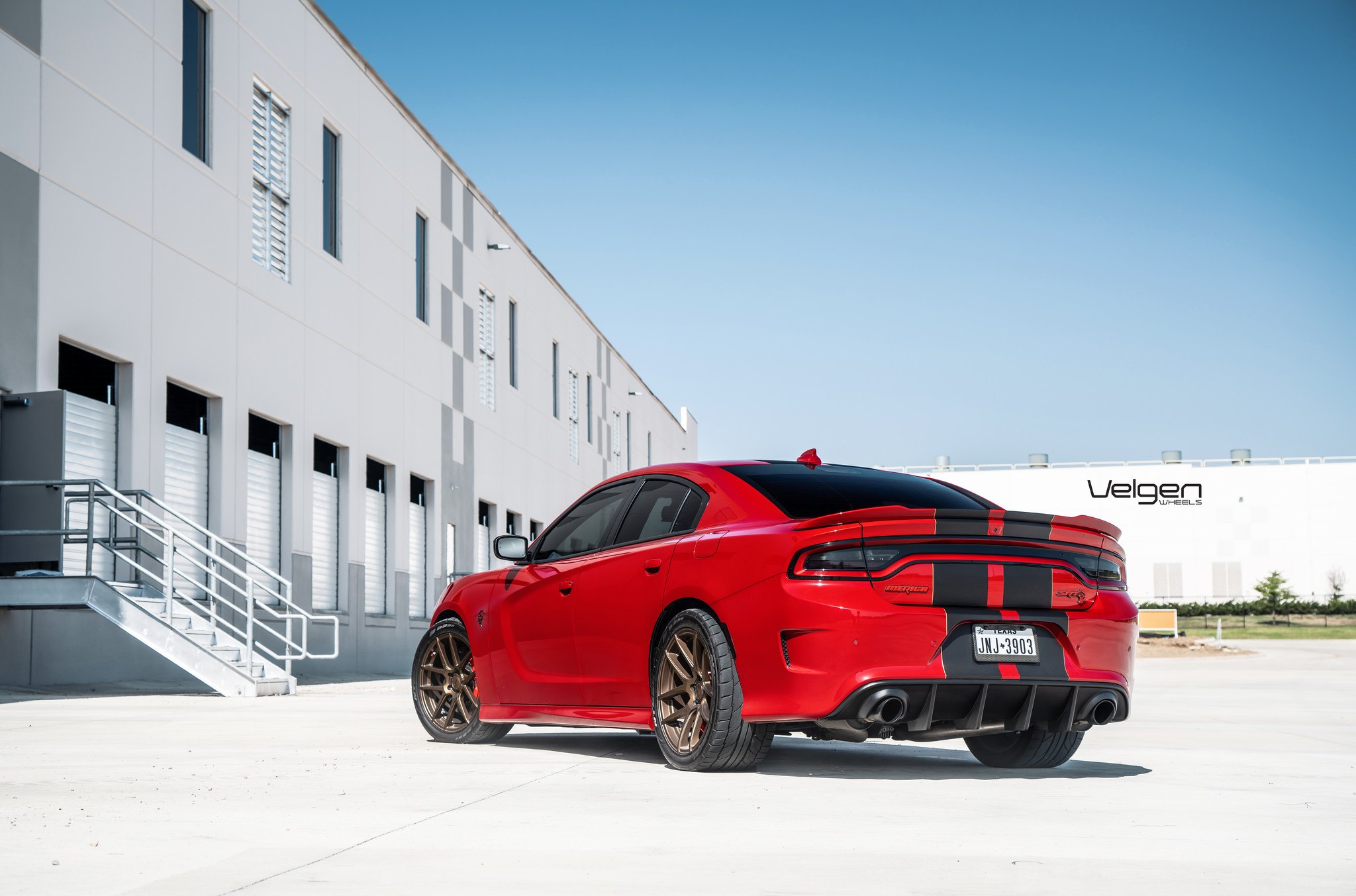 Red Dodge Charger SRT with Aftermarket Rear Diffuser - Photo by Velgen