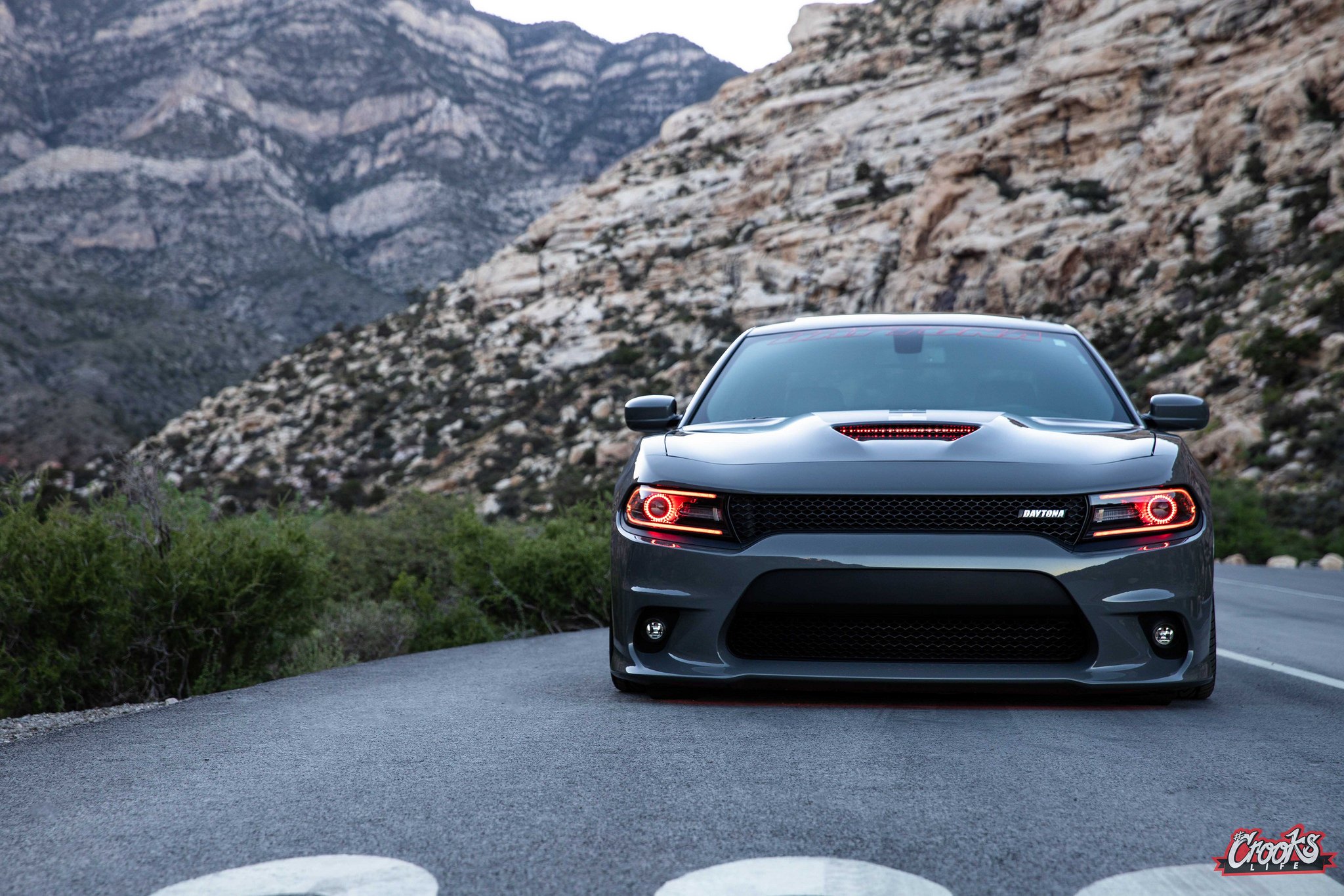 Gray Dodge Charger with Blacked Out Mesh Grille - Photo by Jimmy Crook