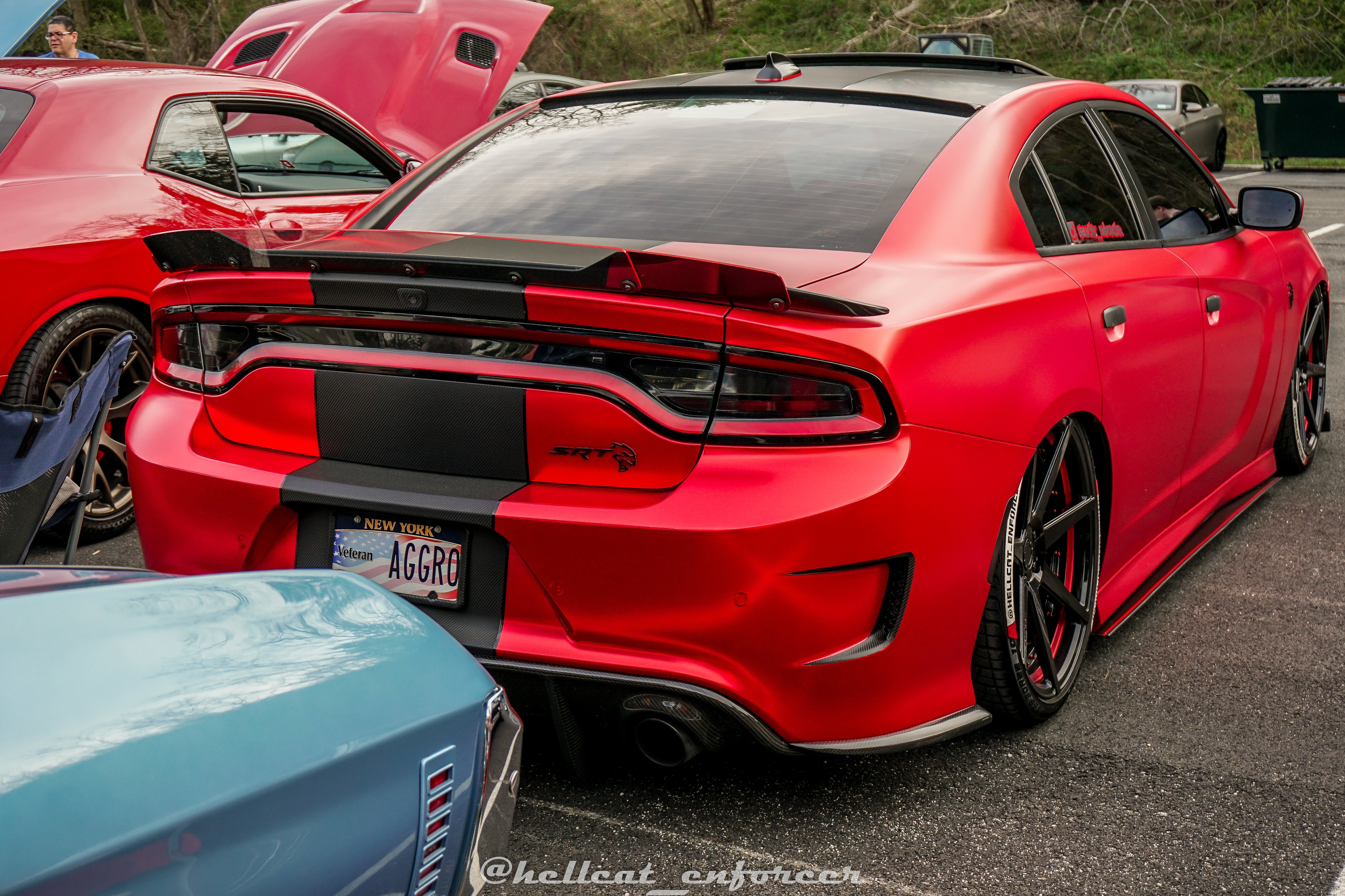Custom Red Dodge Charger SRT Rear Bumper - Photo by @hellcat_enforcer