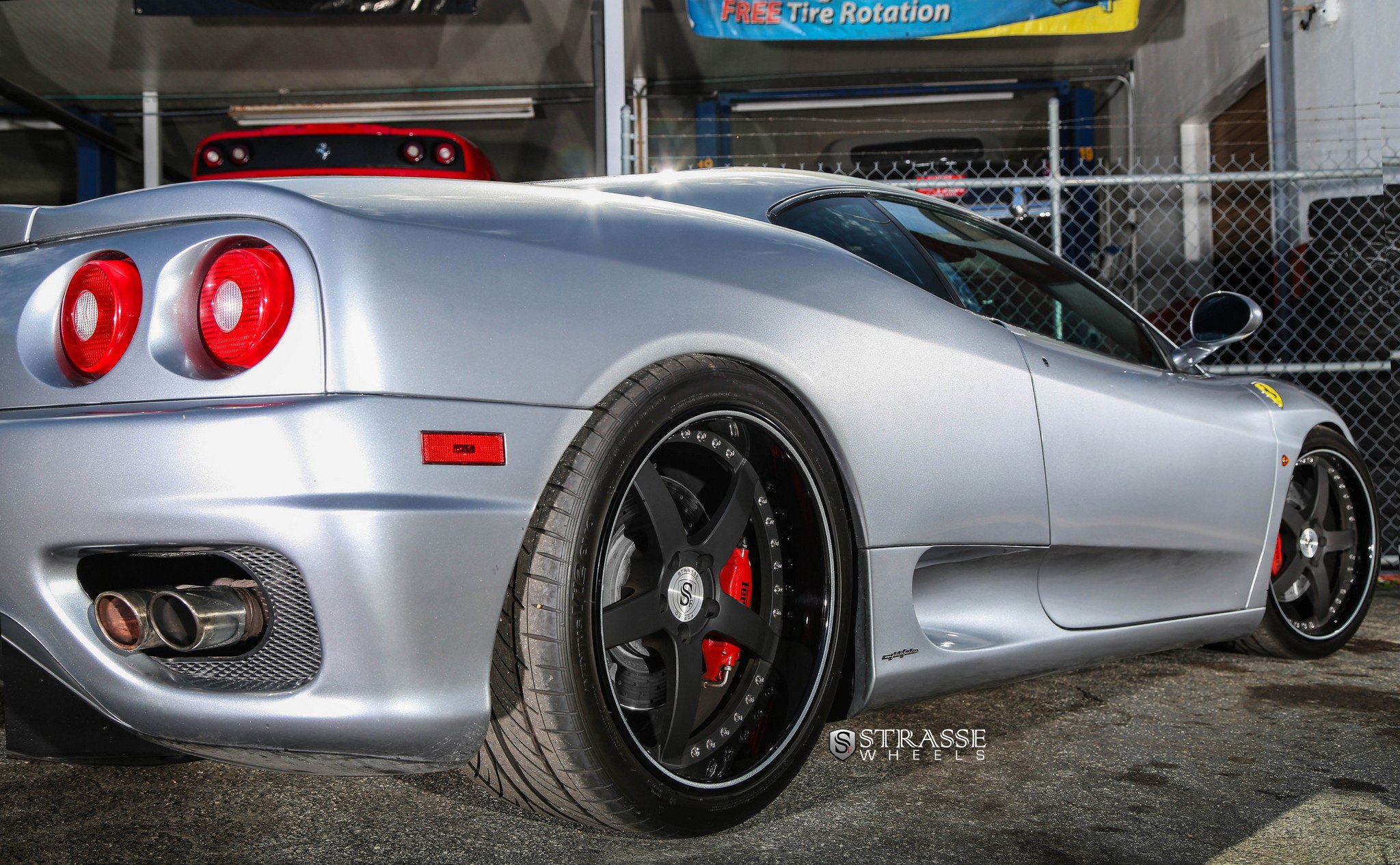Aftermarket Rear Diffuser on Silver Ferrari 360 - Photo by Strasse Forged