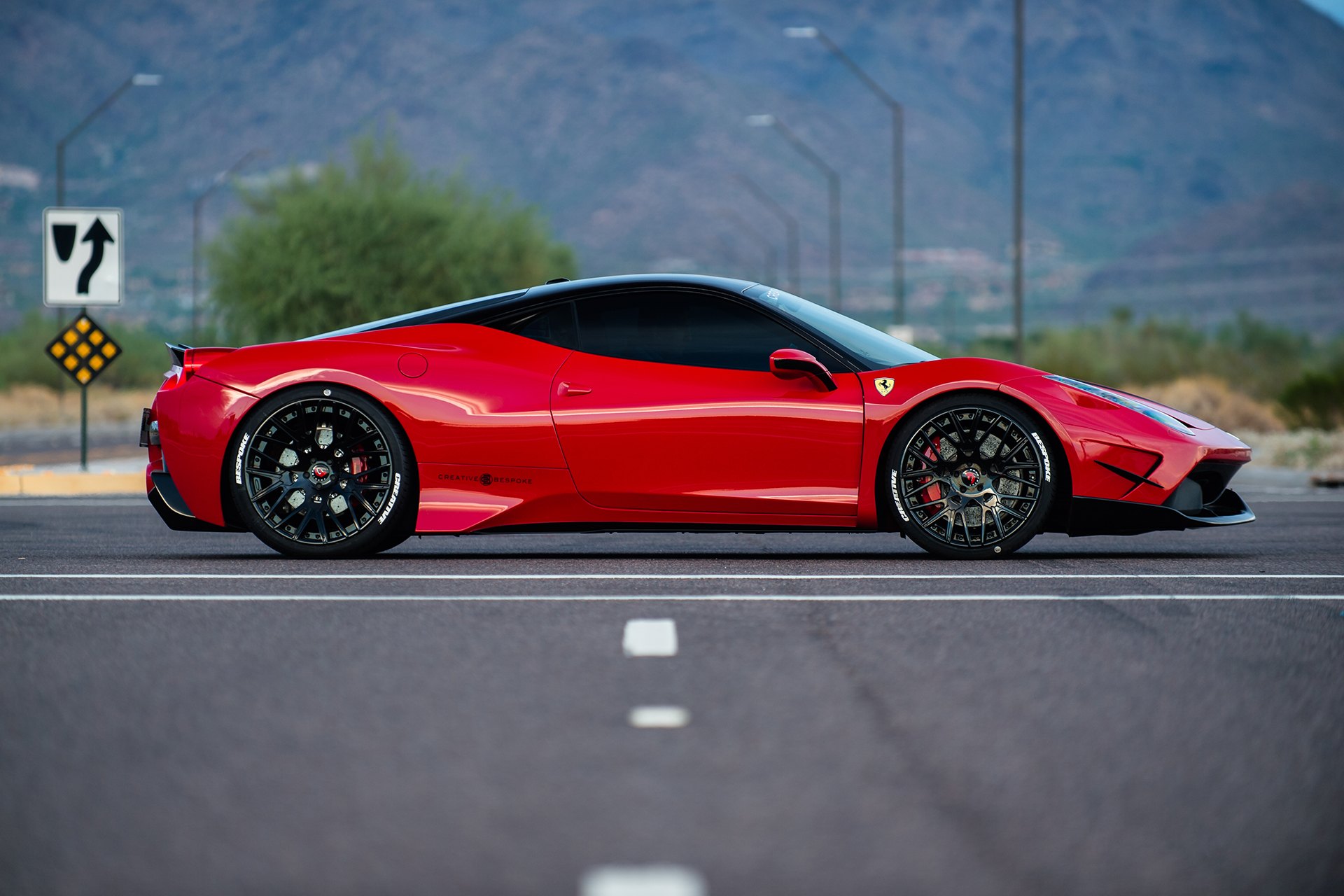 Bespoke Tires on Custom Red Ferrari 458 - Photo by Forgiato