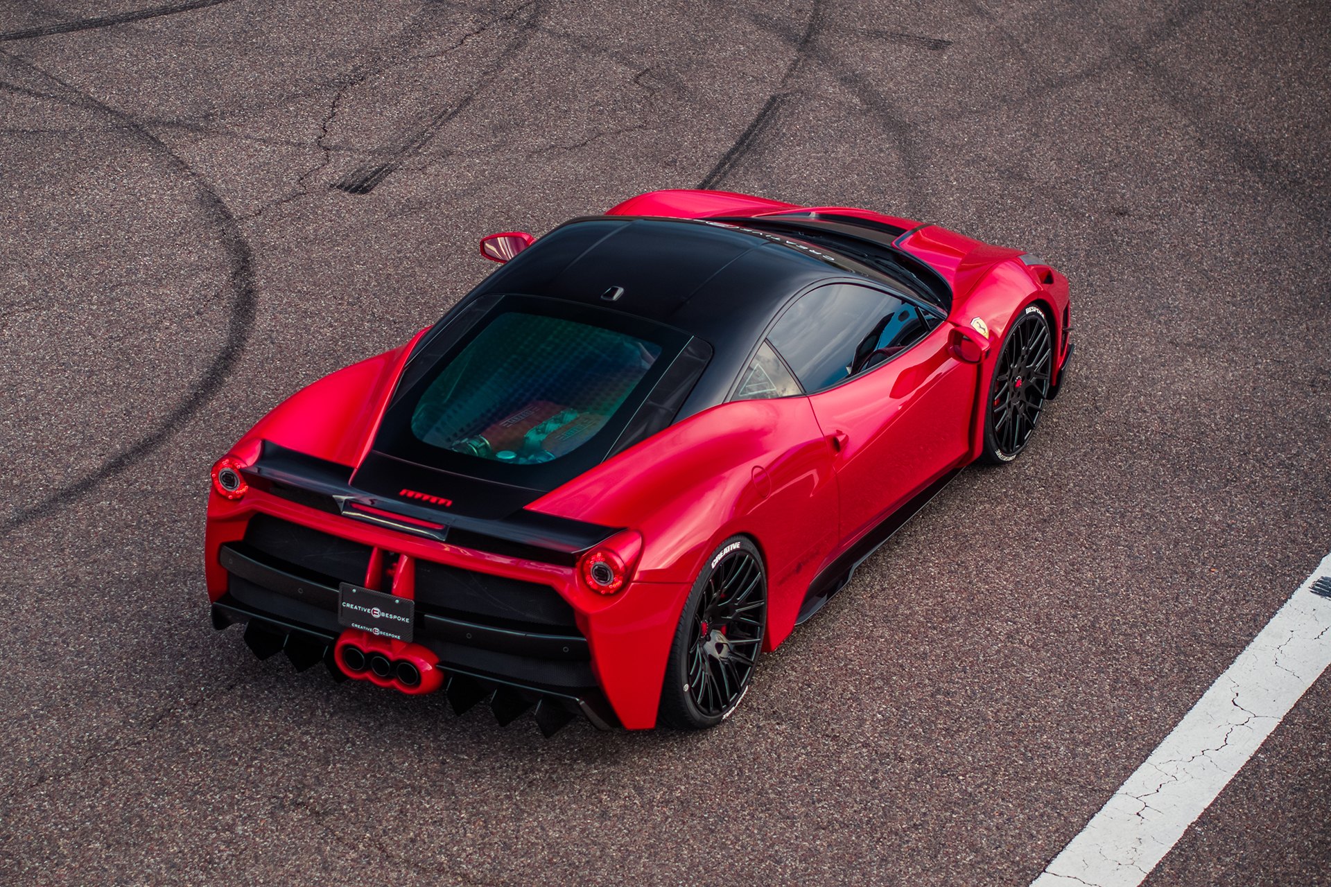 Red Ferrari 458 with Aftermarket Rear Diffuser - Photo by Forgiato
