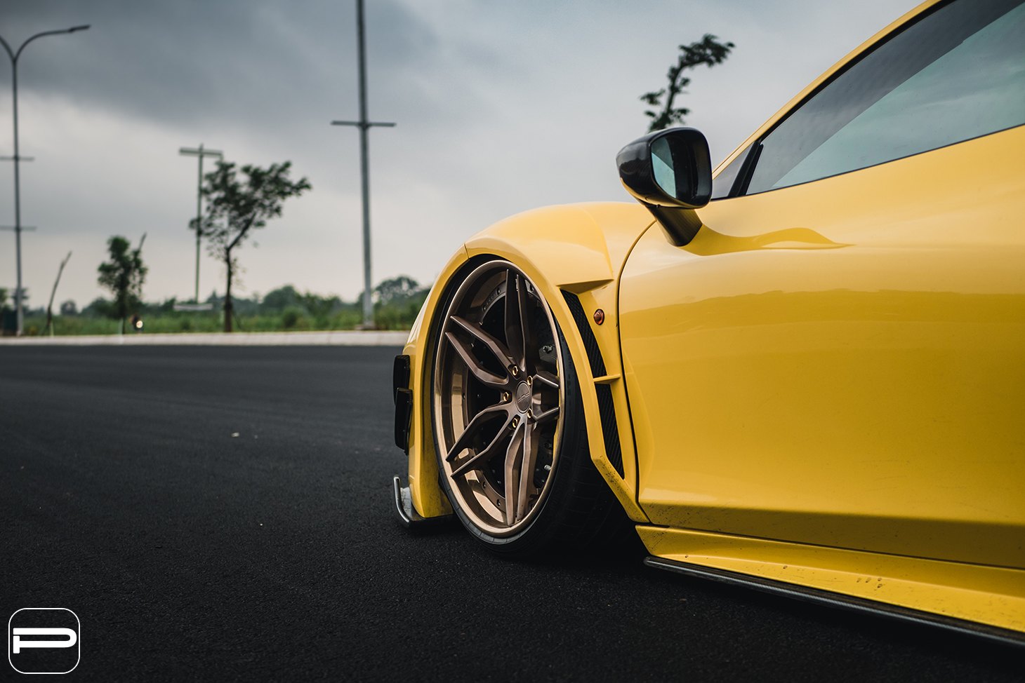Custom Yellow Ferrari 458 Side Vents - Photo by PUR Wheels