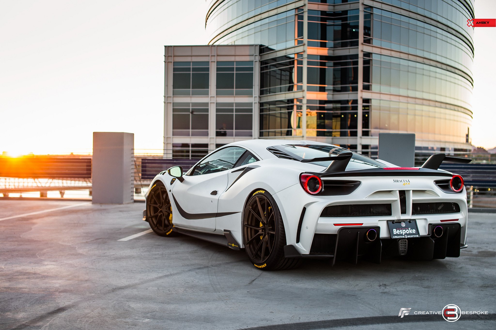 White Ferrari 488 GTB with Aftermarket Red Taillights - Photo by ANRKY Wheels