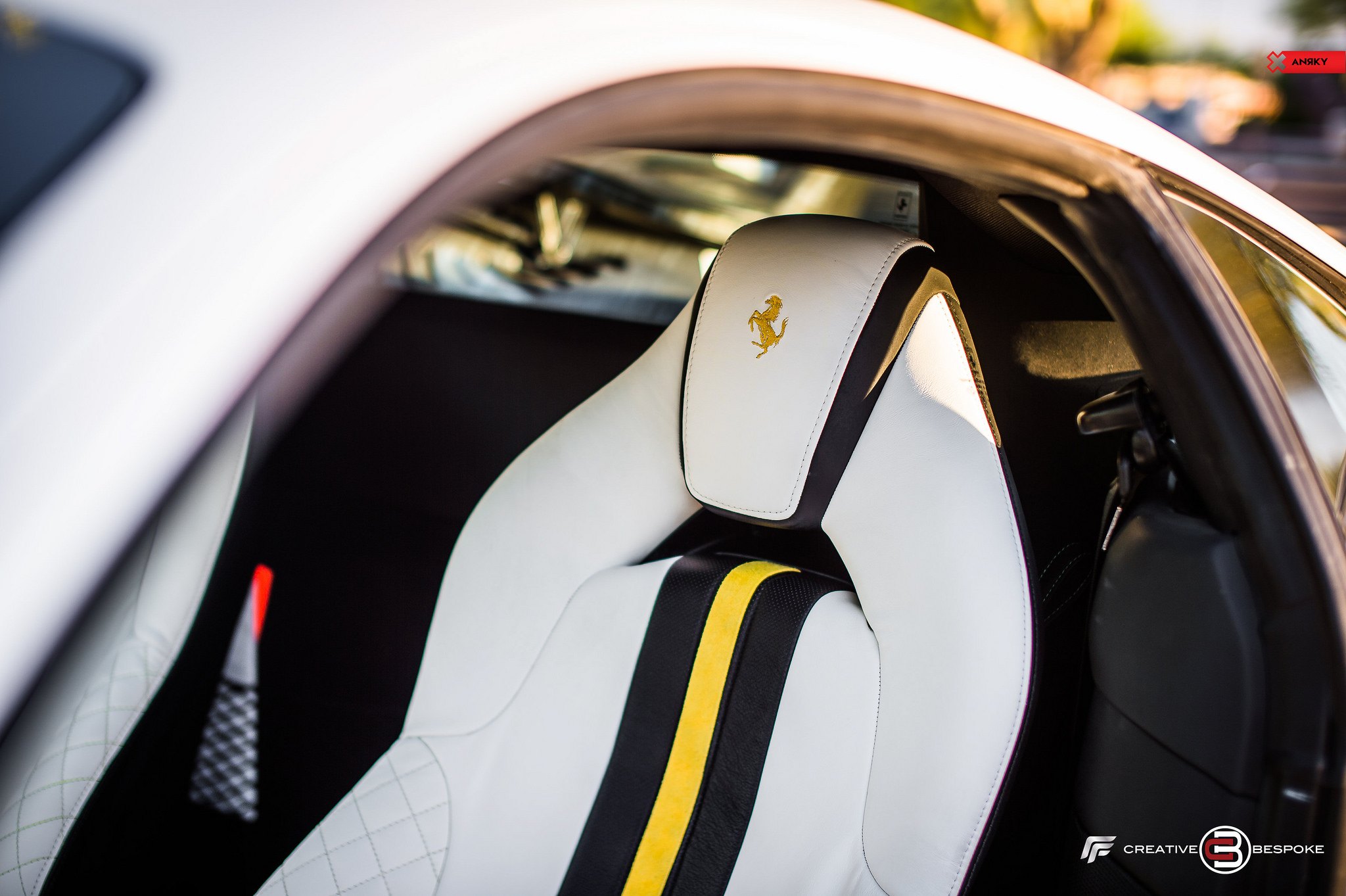 Aftermarket Interior Kit in White Ferrari 488 - Photo by ANRKY Wheels