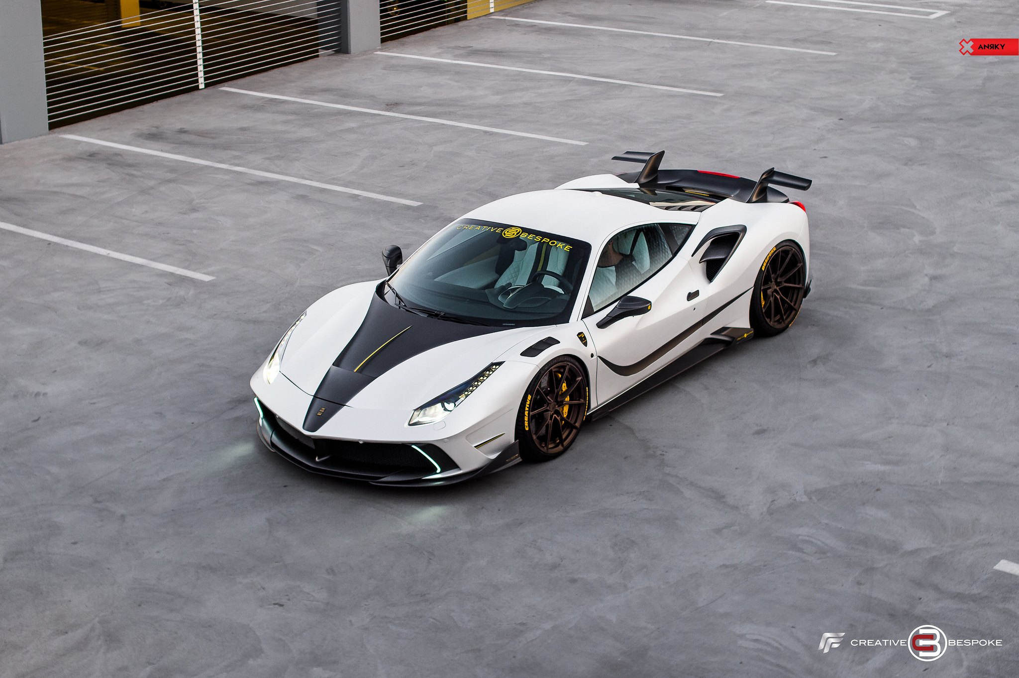 White Ferrari 488 with Custom ANRKY Wheels - Photo by ANRKY Wheels