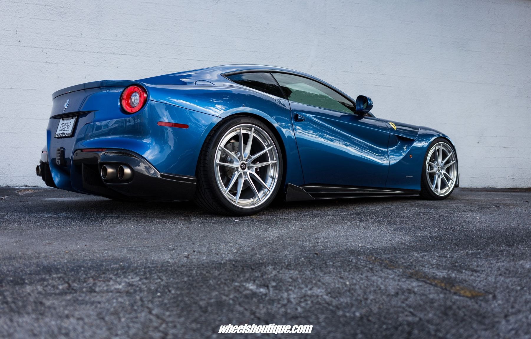 Blue Ferrari F12 with Aftermarket Rear Diffuser - Photo by Anrky Wheels