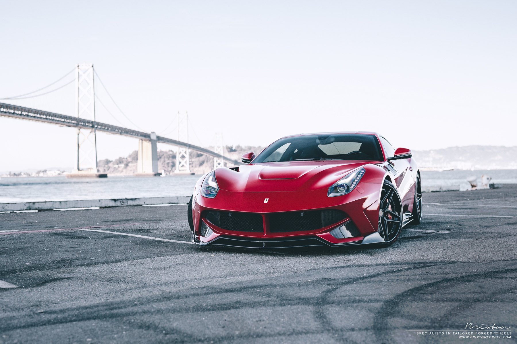 Red Ferrari F12 with Carbon Fiber Canards - Photo by Brixton Forged Wheels