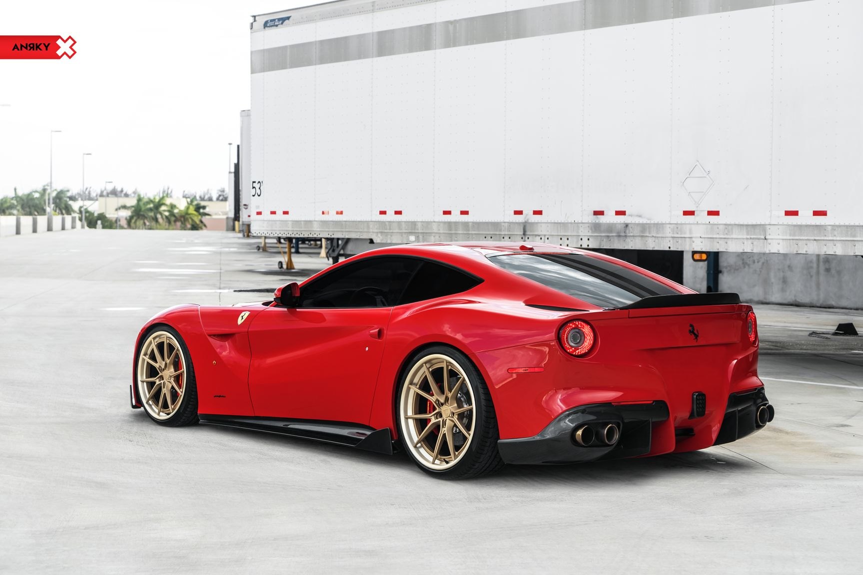 Custom Style Rear Spoiler on Red Ferrari F12 - Photo by Anrky Wheels