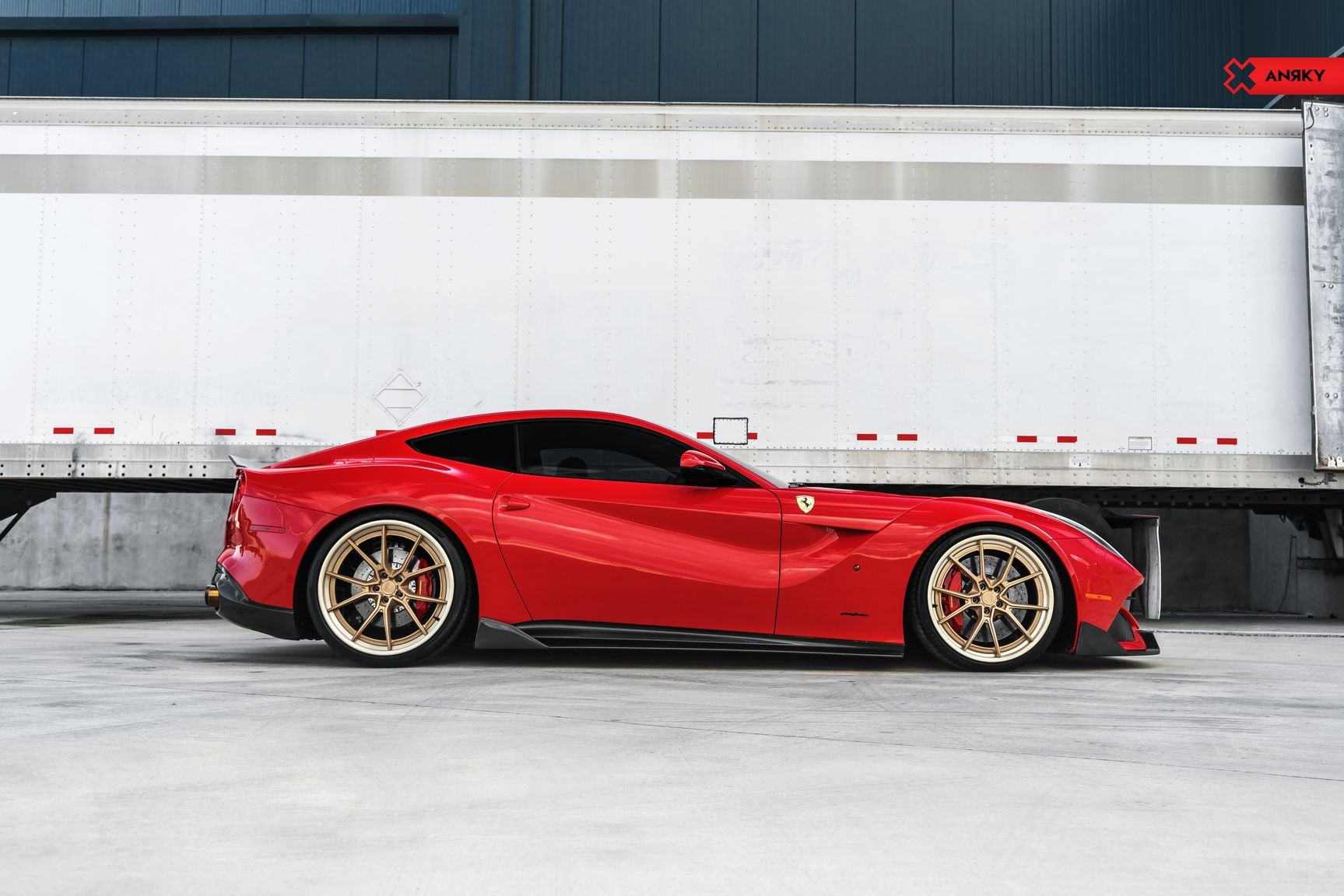 Red Ferrari F12 with Ice Gold Anrky Wheels - Photo by Anrky Wheels