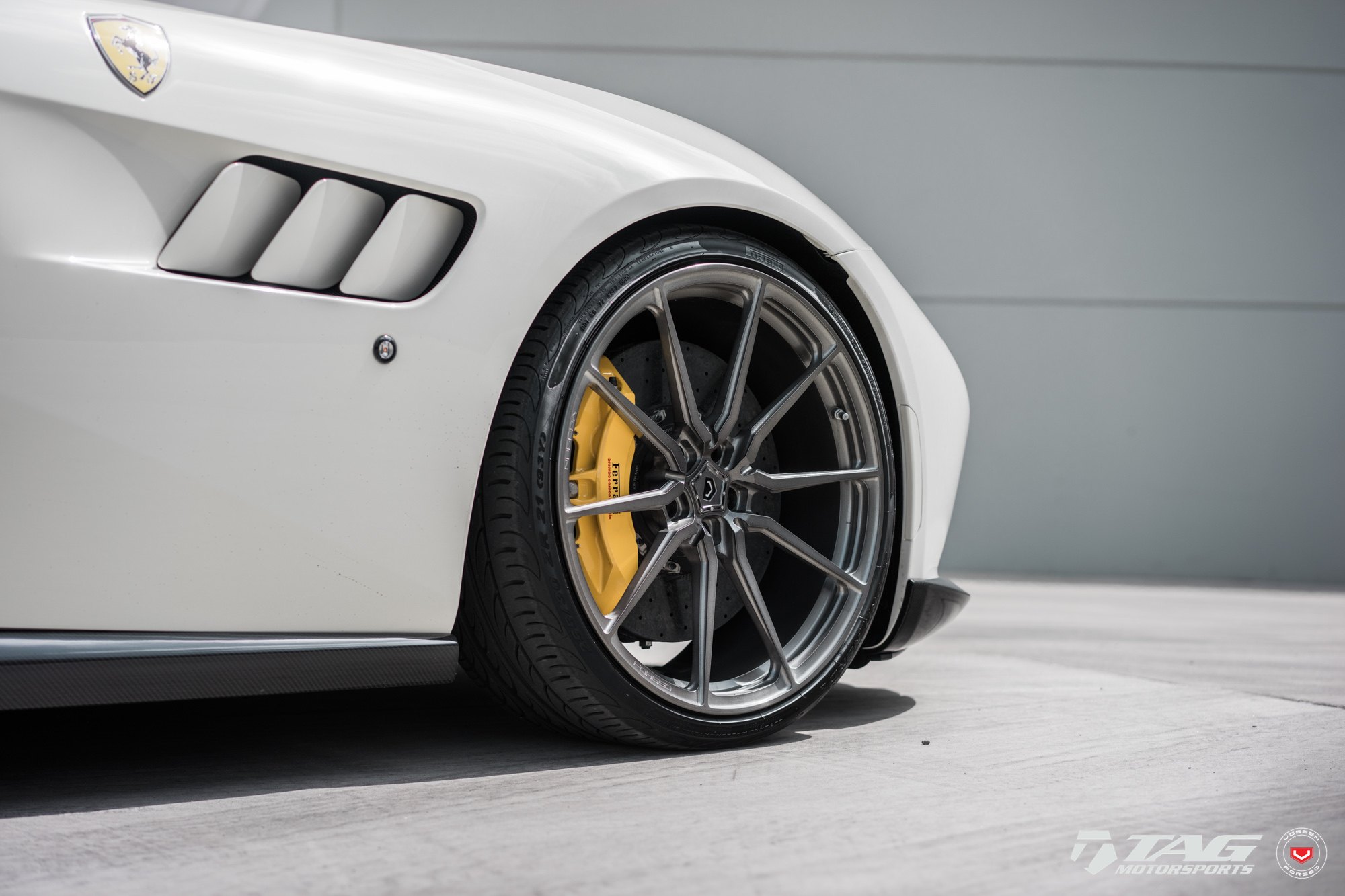 Gunmetal Vossen Wheels on Custom White Ferrari GTC4lusso - Photo by Vossen