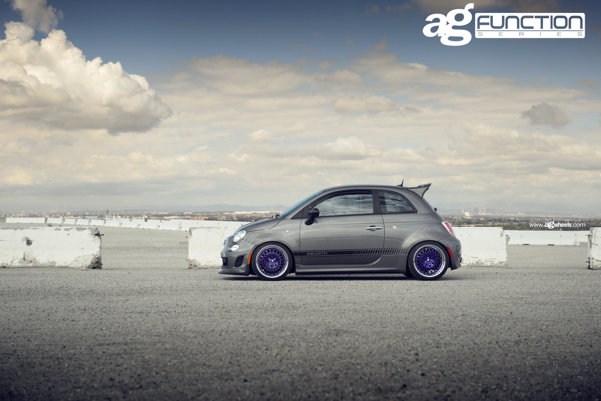 Aftermarket Side Skirts on Gray Fiat 500 Abarth - Photo by Avant Garde Wheels